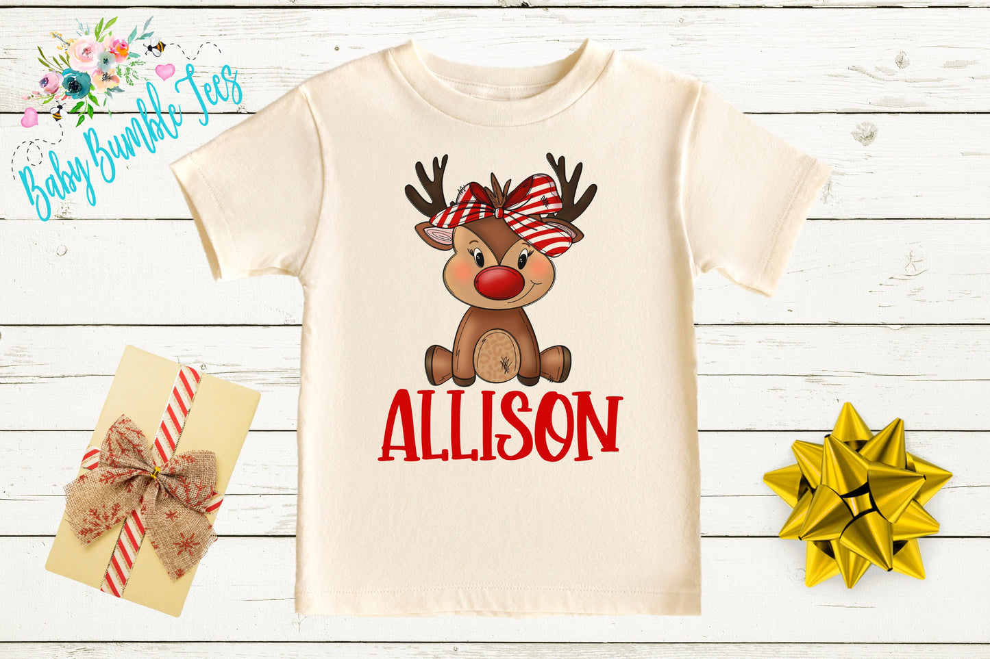 Girls Reindeer Shirt // Girls Christmas Shirt // Personalized Name Shirt // Kids Holiday Shirt // Kids Christmas Shirt // Toddler Christmas