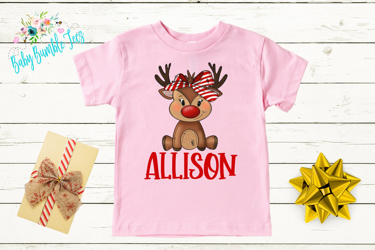 Girls Reindeer Shirt // Girls Christmas Shirt // Personalized Name Shirt // Kids Holiday Shirt // Kids Christmas Shirt // Toddler Christmas