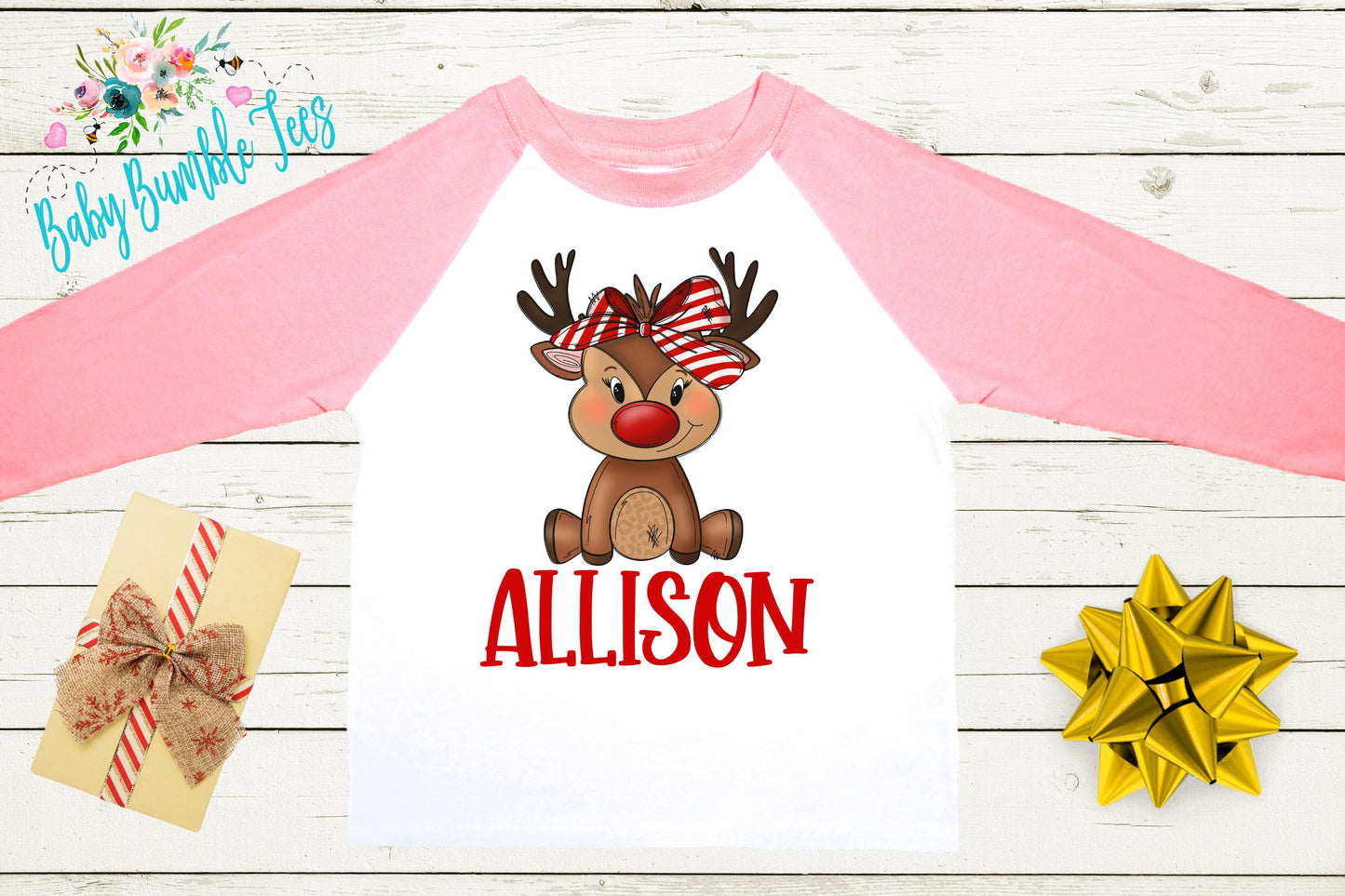 Girls Reindeer Shirt // Girls Christmas Shirt // Personalized Name Shirt // Kids Holiday Shirt // Kids Christmas Shirt // Toddler Christmas