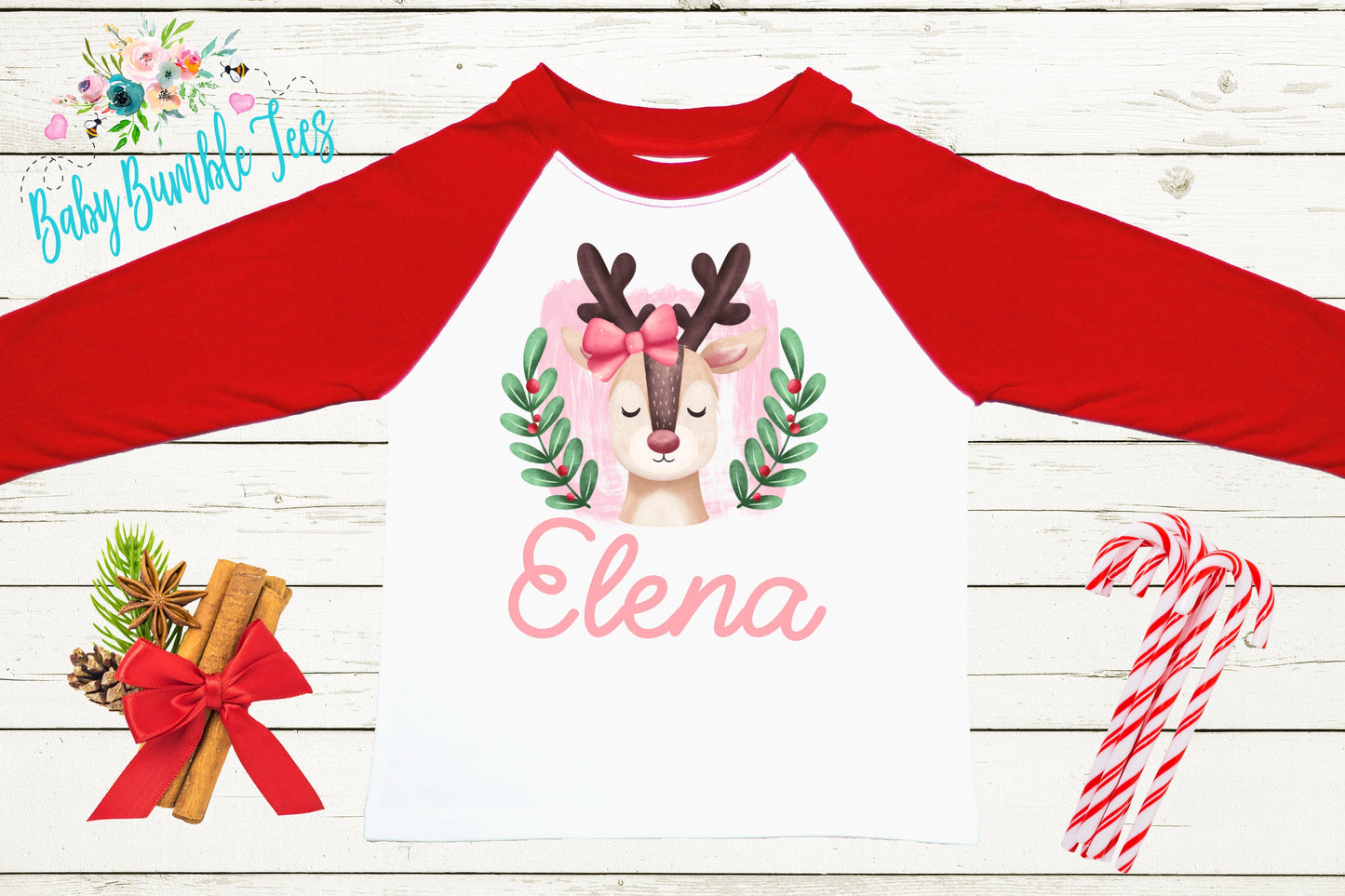 Girls Reindeer Shirt // Girls Christmas Shirt // Personalized Name Shirt // Kids Holiday Shirt // Kids Christmas Shirt // Toddler Christmas