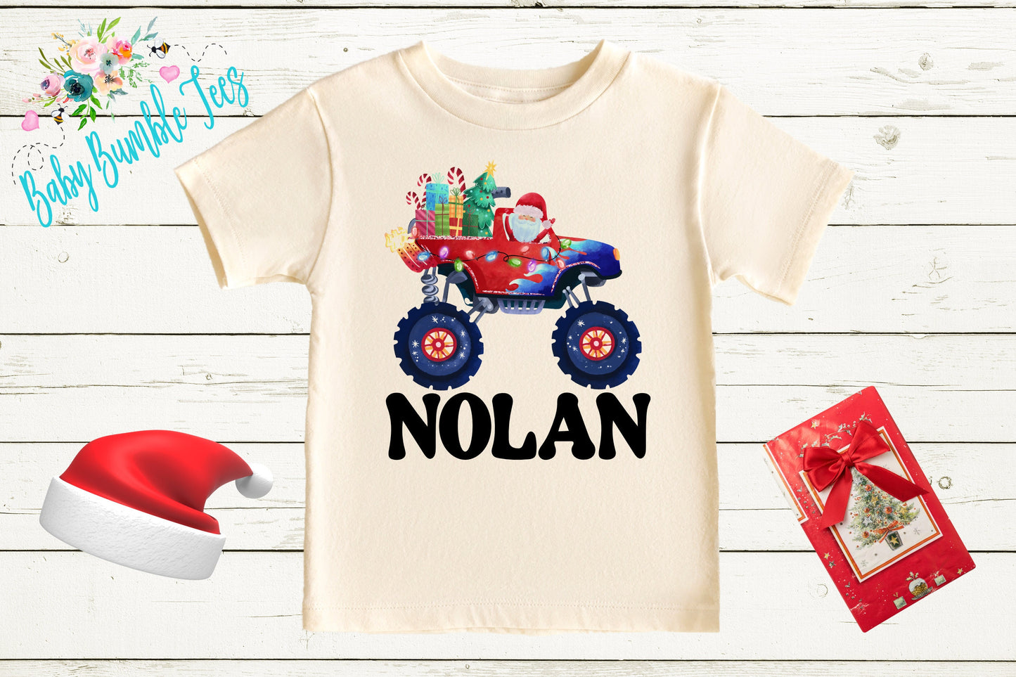 Monster Truck Christmas Shirt // Boys Christmas Shirt // Personalized Name // Kids Christmas Shirt // Toddler Christmas // Christmas Gift