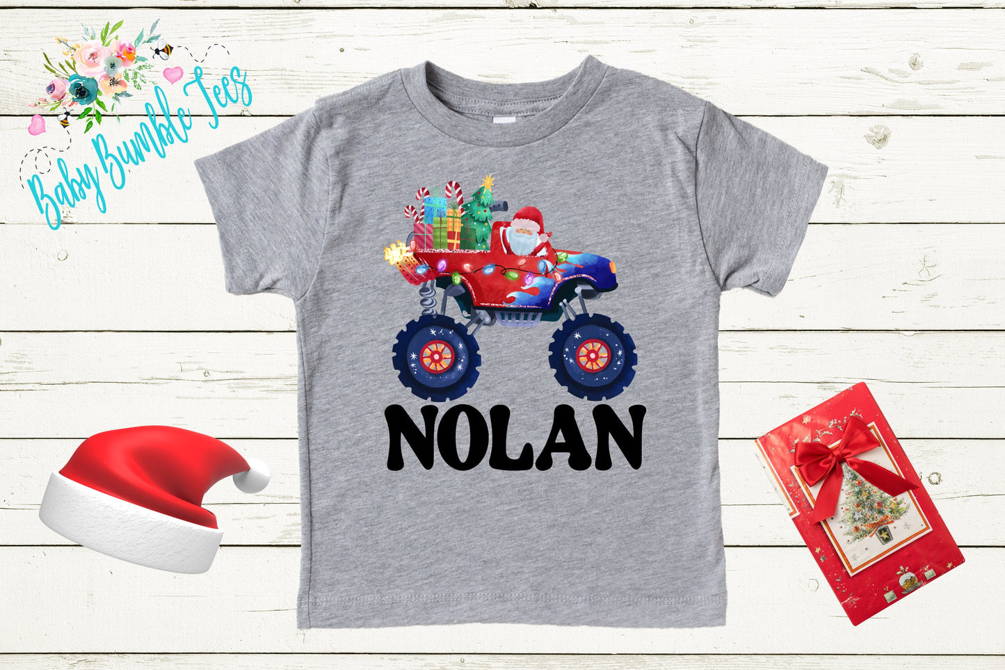 Monster Truck Christmas Shirt // Boys Christmas Shirt // Personalized Name // Kids Christmas Shirt // Toddler Christmas // Christmas Gift