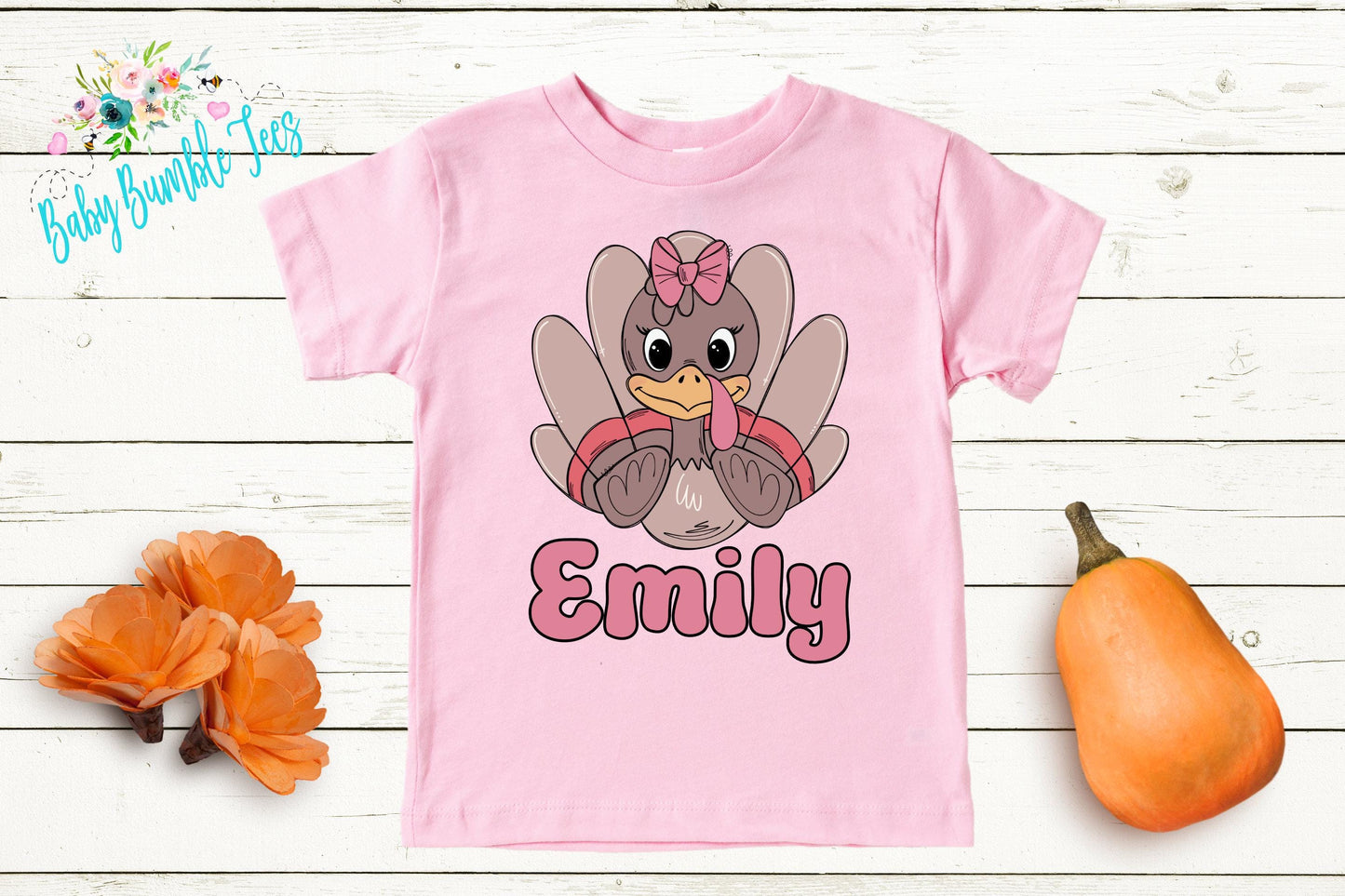 Girls Thanksgiving Shirt, Kids Turkey Name T-shirt, Personalized Tee, Pumpkin Patch Outfit, Toddler Custom Name Shirt, Retro Kids Fall Shirt
