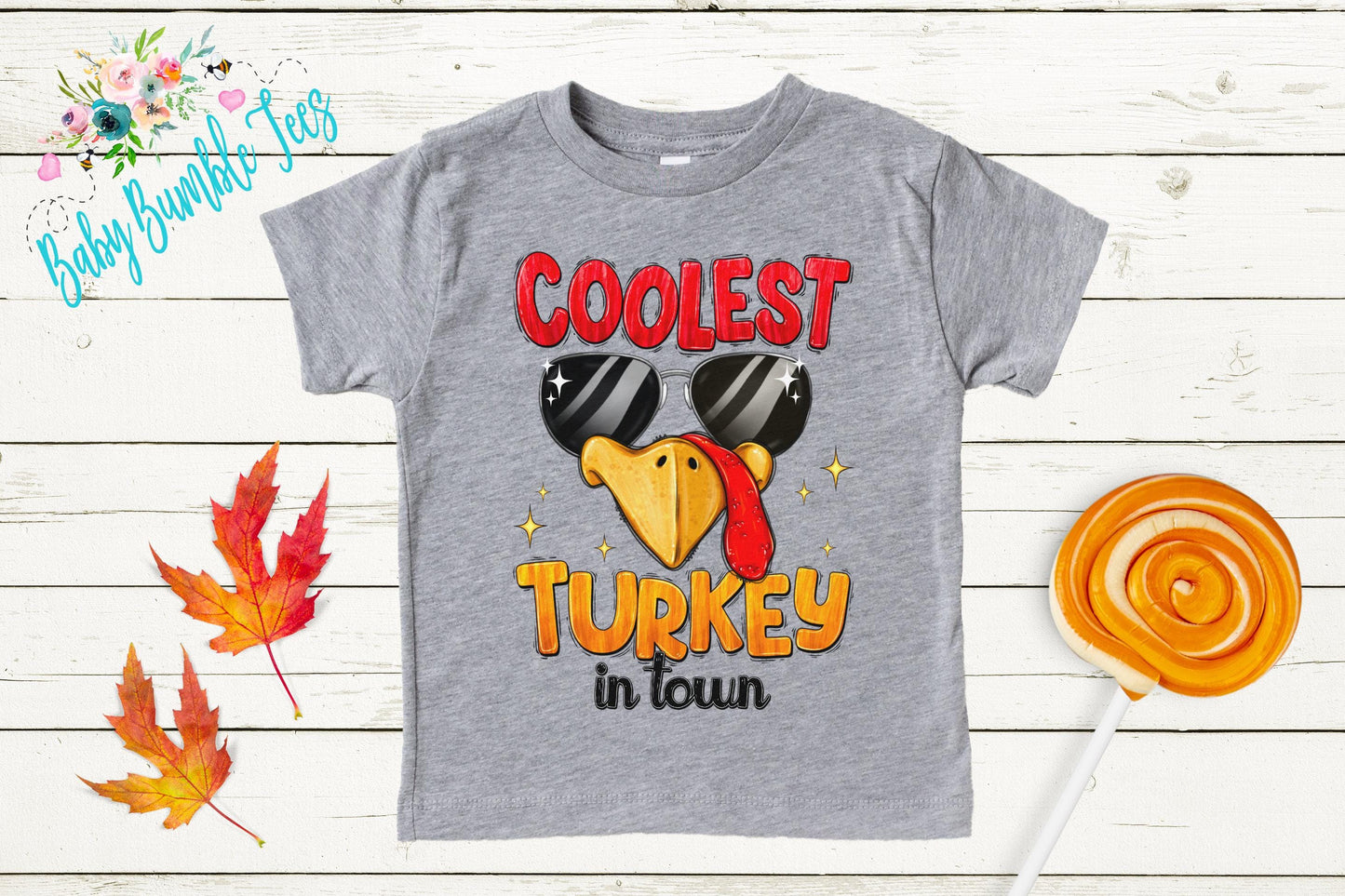 Coolest Turkey In Town Shirt, Boys Thanksgiving T-shirt, Toddler Fall Tee, Pumpkin Patch Outfit, Retro Kids Fall Shirt, Funny Groovy