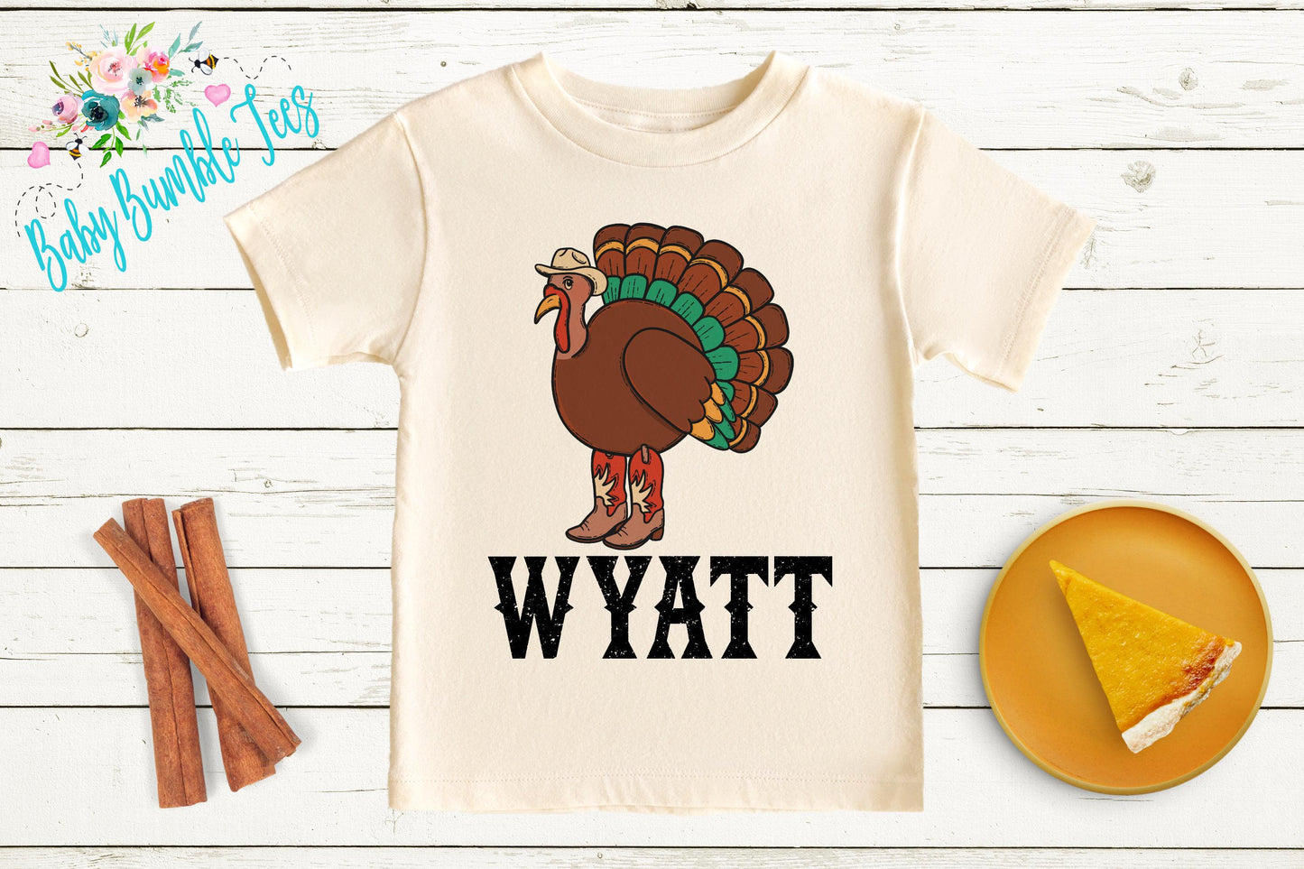 Boys Thanksgiving Shirt, Cowboy Turkey Name T-shirt, Fall Personalized Tee, Kids Pumpkin Patch Outfit, Toddler Custom Name Shirt, Western