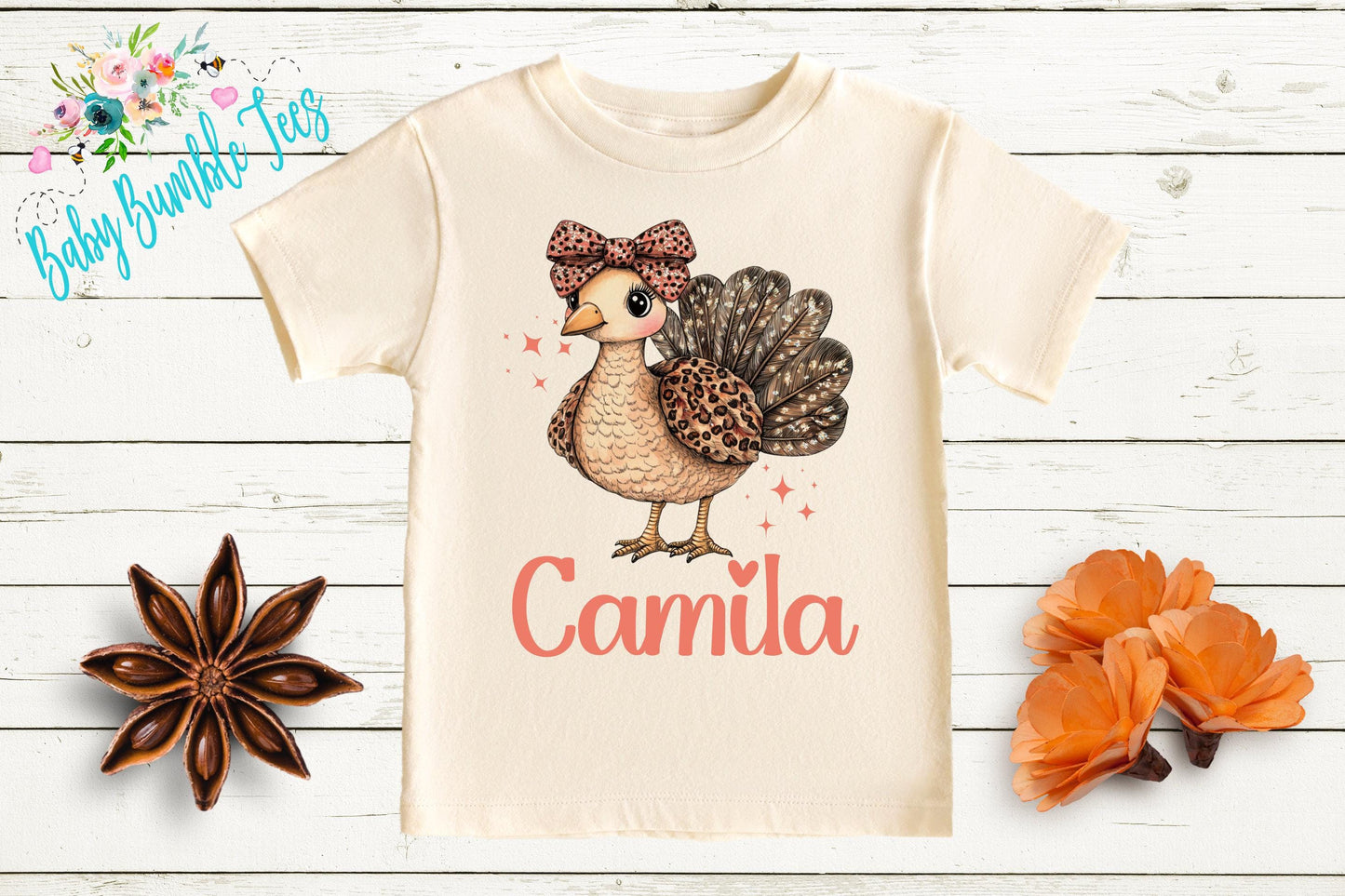 Girls Thanksgiving Shirt, Kids Turkey Name T-shirt, Personalized Tee, Pumpkin Patch Outfit, Toddler Custom Name Shirt, Retro Kids Fall Shirt