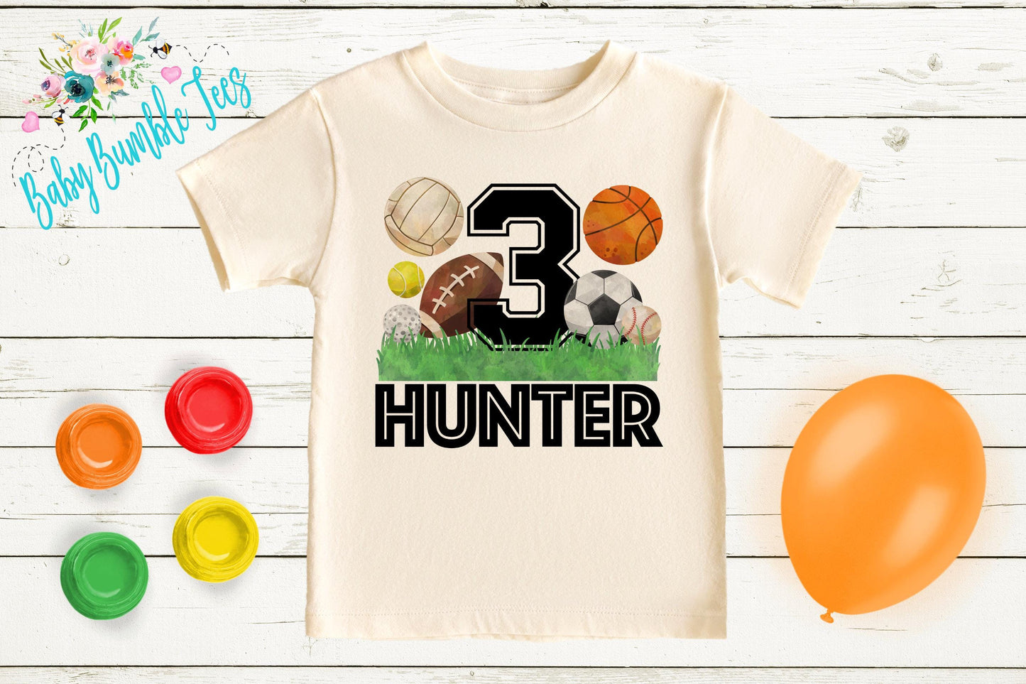 Boys Sports Birthday Shirt, Birthday Party T-Shirt, Kids Birthday Shirt, Toddler Sports Birthday, Football, Soccer, Baseball, Basketball