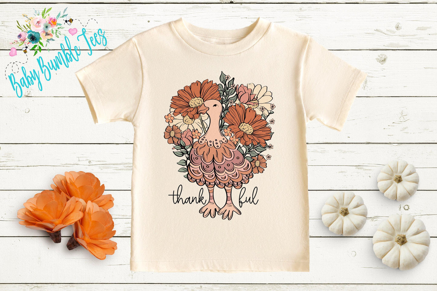 Girls Thanksgiving T-shirt, Boho Turkey Tee, Toddler Fall Shirt, Kids Pumpkin Patch Outfit, Retro Kids Shirt, Groovy Holiday Girl Shirt