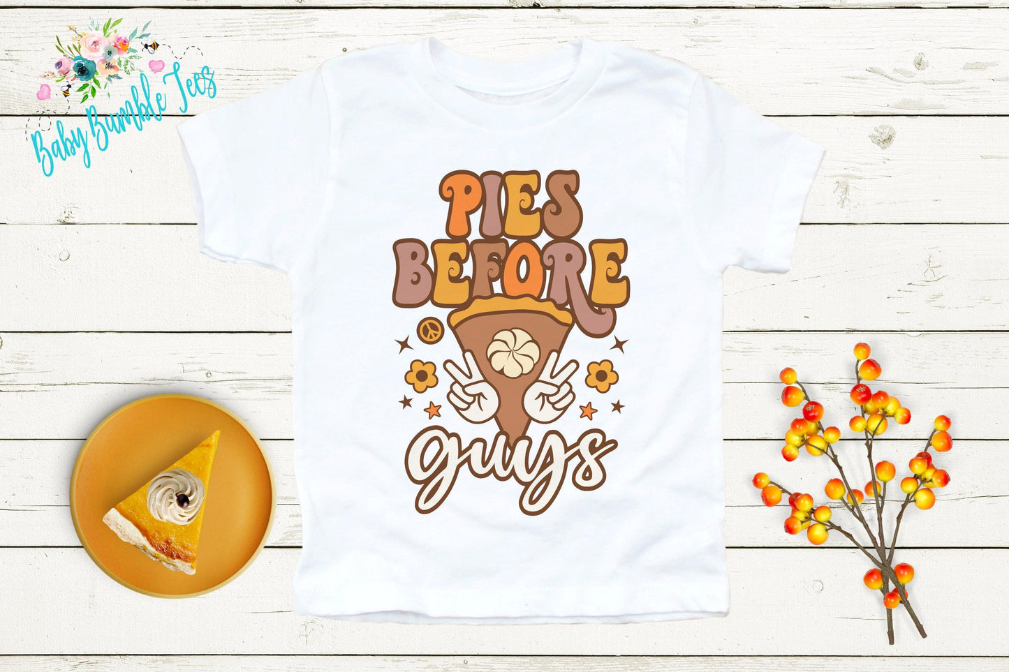 Pies Before Guys Shirt, Girls Thanksgiving T-shirt, Toddler Fall Tee, Pumpkin Patch Outfit, Retro Kids Fall Shirt, Retro Groovy Shirt, Funny