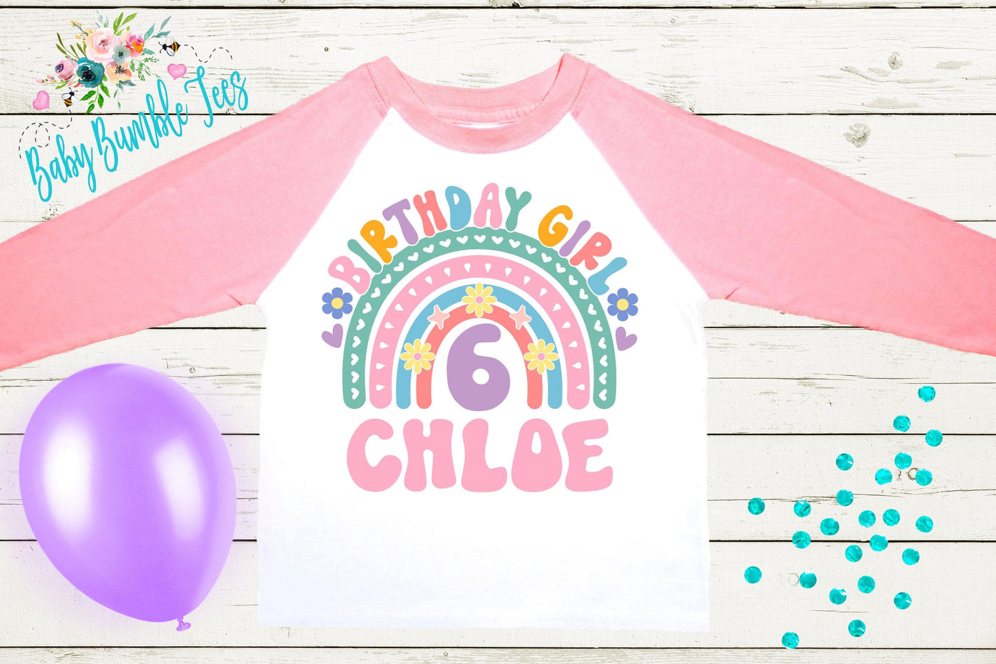Girls Rainbow Birthday Shirt, Kids Birthday Shirt, Retro Birthday Tee, Girl Birthday shirt, Groovy Birthday Party, 70s Birthday T-shirt