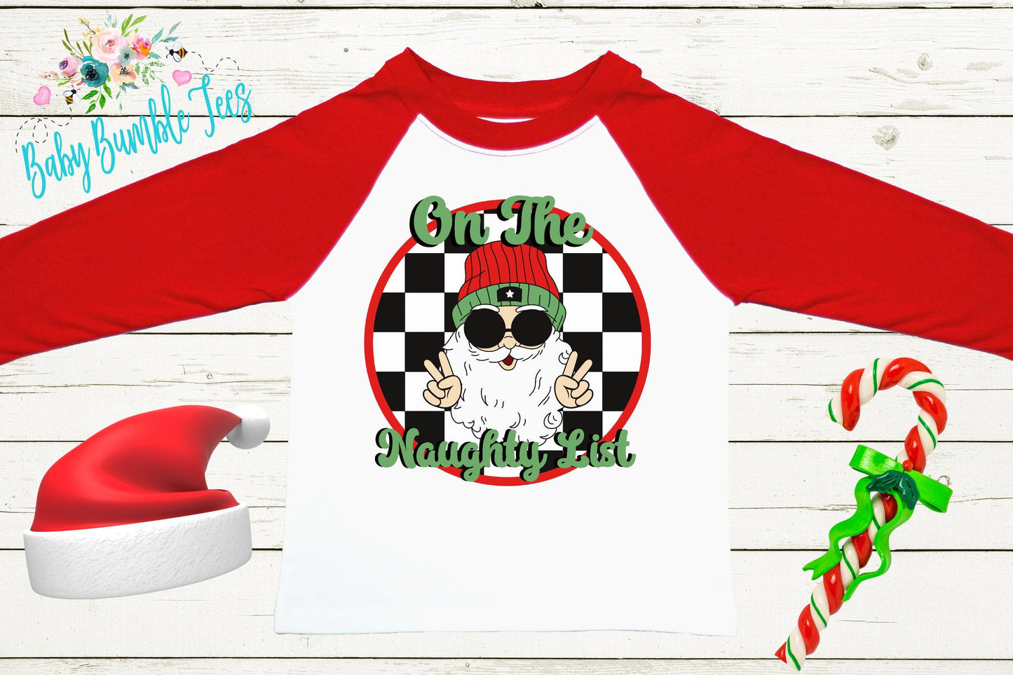 Boys Christmas Shirt, On The Naughty List, Kids Santa Retro T-Shirt, Toddler Holiday Tee, Christmas Gift