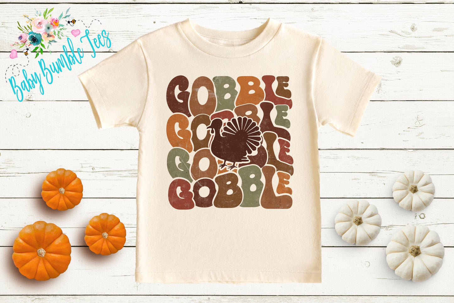 Kids Turkey Gobble Shirt, Thanksgiving T-shirt, Toddler Fall Tee, Pumpkin Patch Outfit, Retro Kids Fall Shirt, Retro Groovy Shirt, Funny