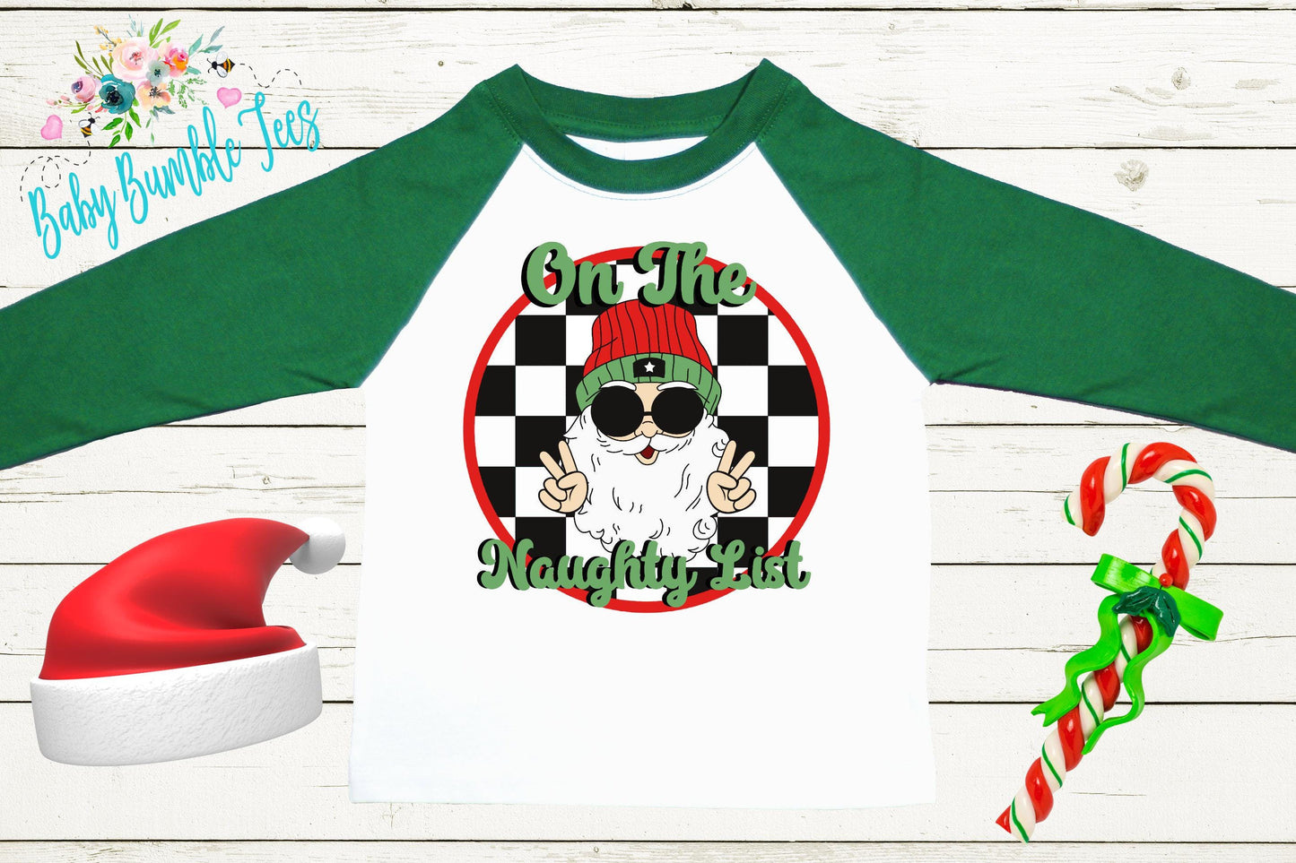 Boys Christmas Shirt, On The Naughty List, Kids Santa Retro T-Shirt, Toddler Holiday Tee, Christmas Gift