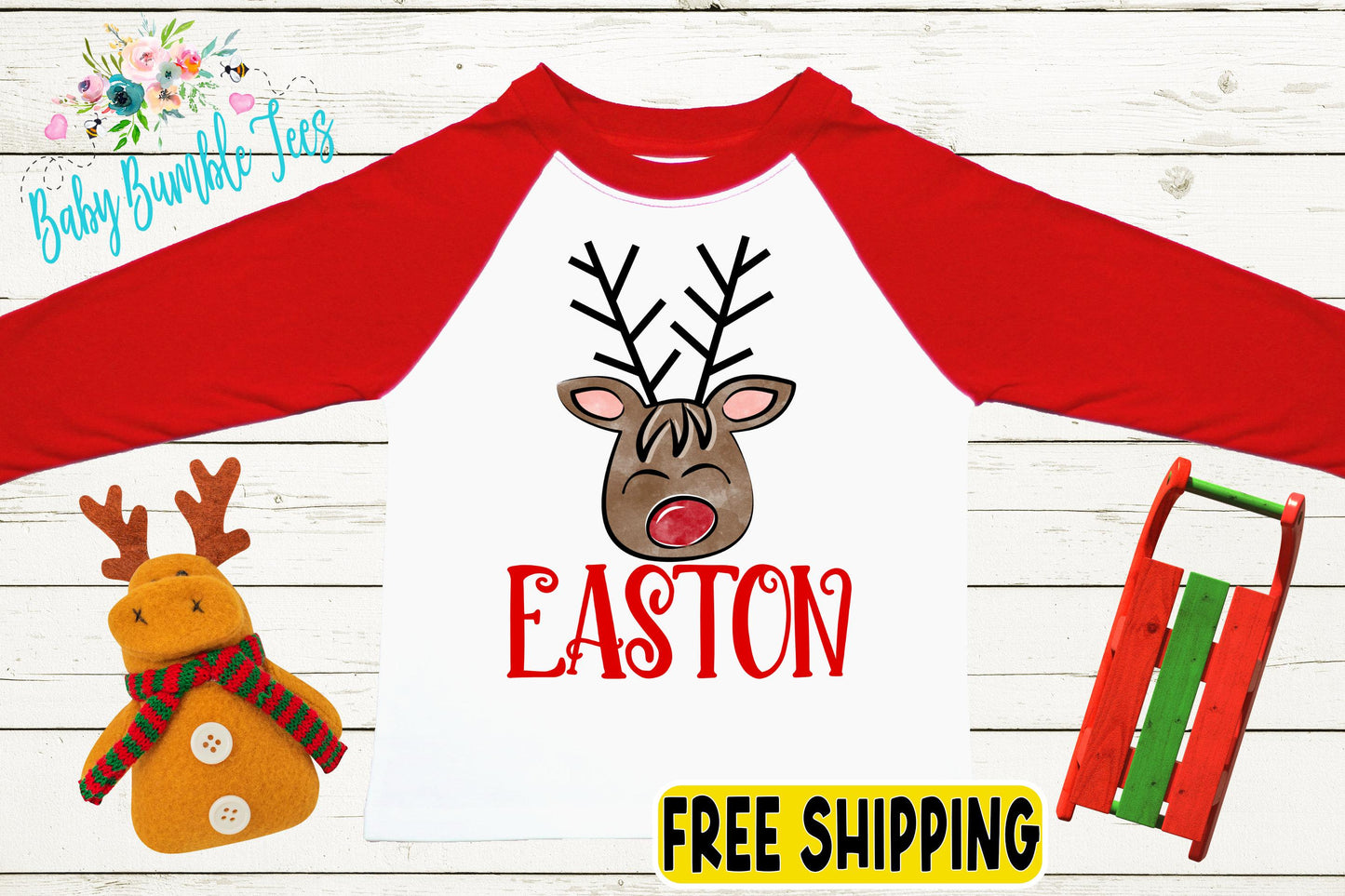 Boys Reindeer Shirt // Kids Christmas Shirt // Personalized Name // Toddler Christmas Shirt // Holiday Shirt // Reindeer Shirt // Gift