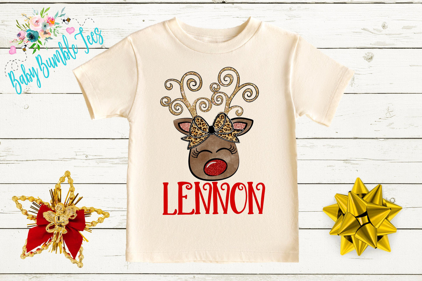 Reindeer Name Shirt // Personalized Name // Christmas t-shirt // Baby Girl // Holiday Shirt // Toddler// Kids Shirt // First Christmas