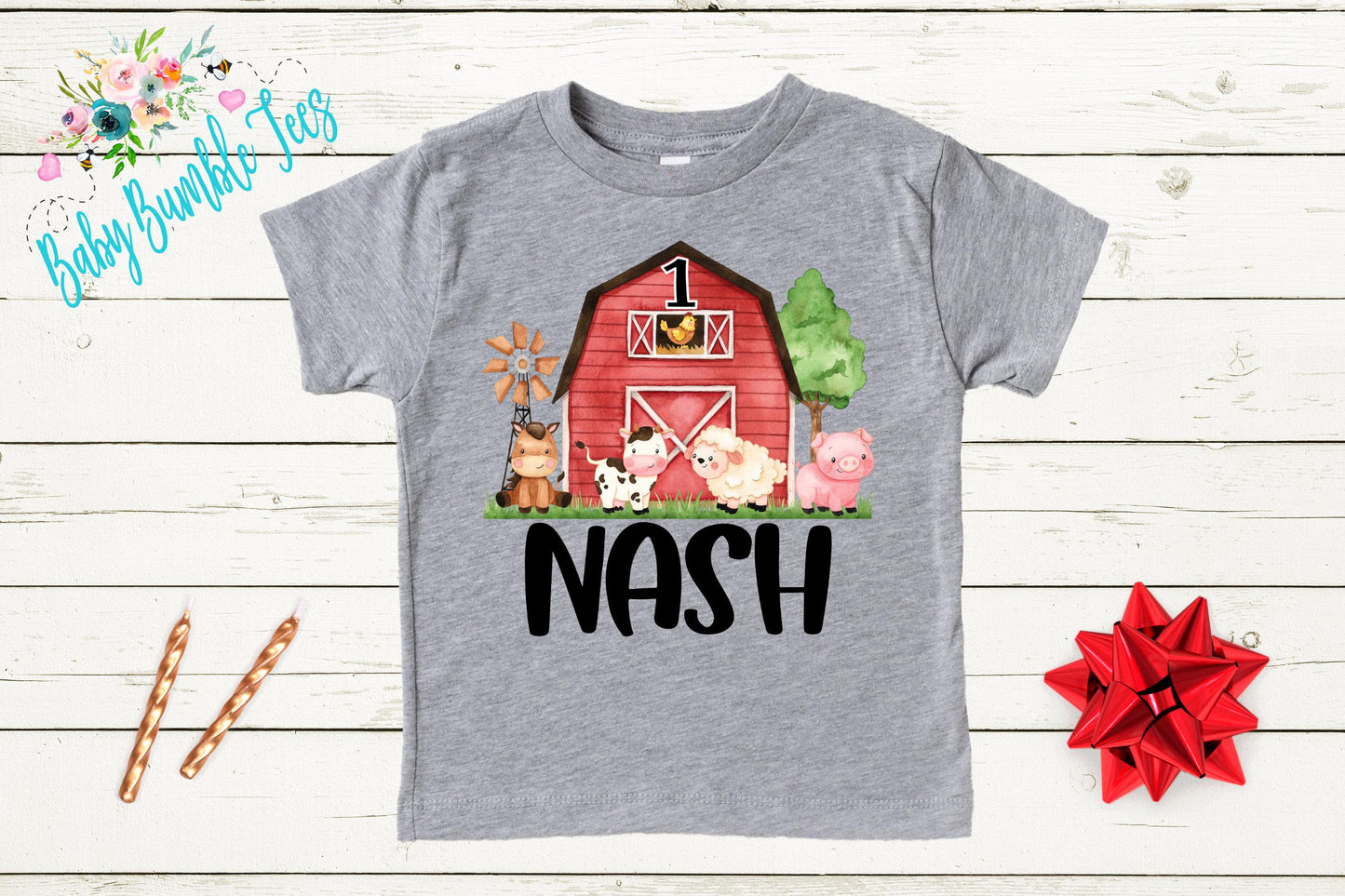 Boys Farm Birthday Shirt, Kids Birthday Shirt, Custom Name Birthday Tee, Boy Birthday Farm Animals, Boy Birthday Party T-Shirt, Personalized