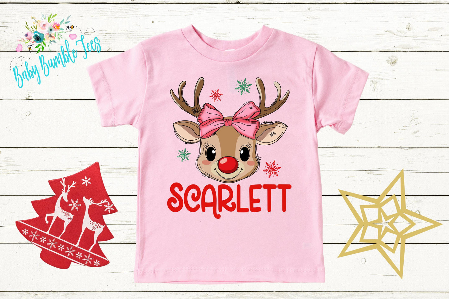 Girls Reindeer Shirt, Girls Christmas Shirt, Personalized Name Shirt, Kids Holiday Shirt, Kids Christmas Shirt, Toddler Christmas Gift