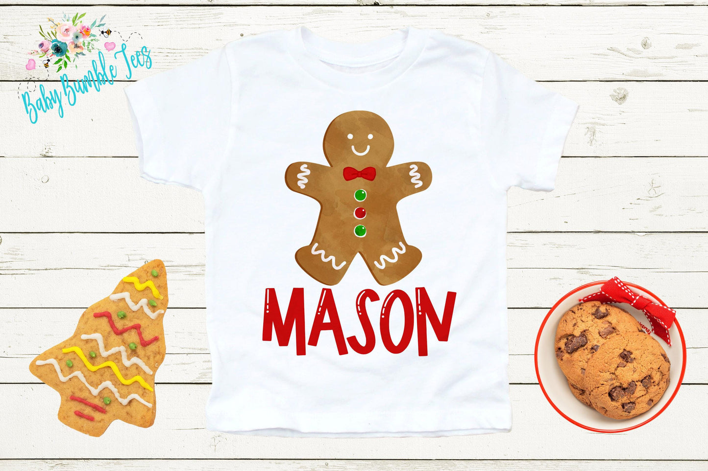Gingerbread Man Name Shirt // Personalized Name // Christmas // Toddler Shirt // Holiday // Kids Shirt // Gift // Boys Christmas Shirt