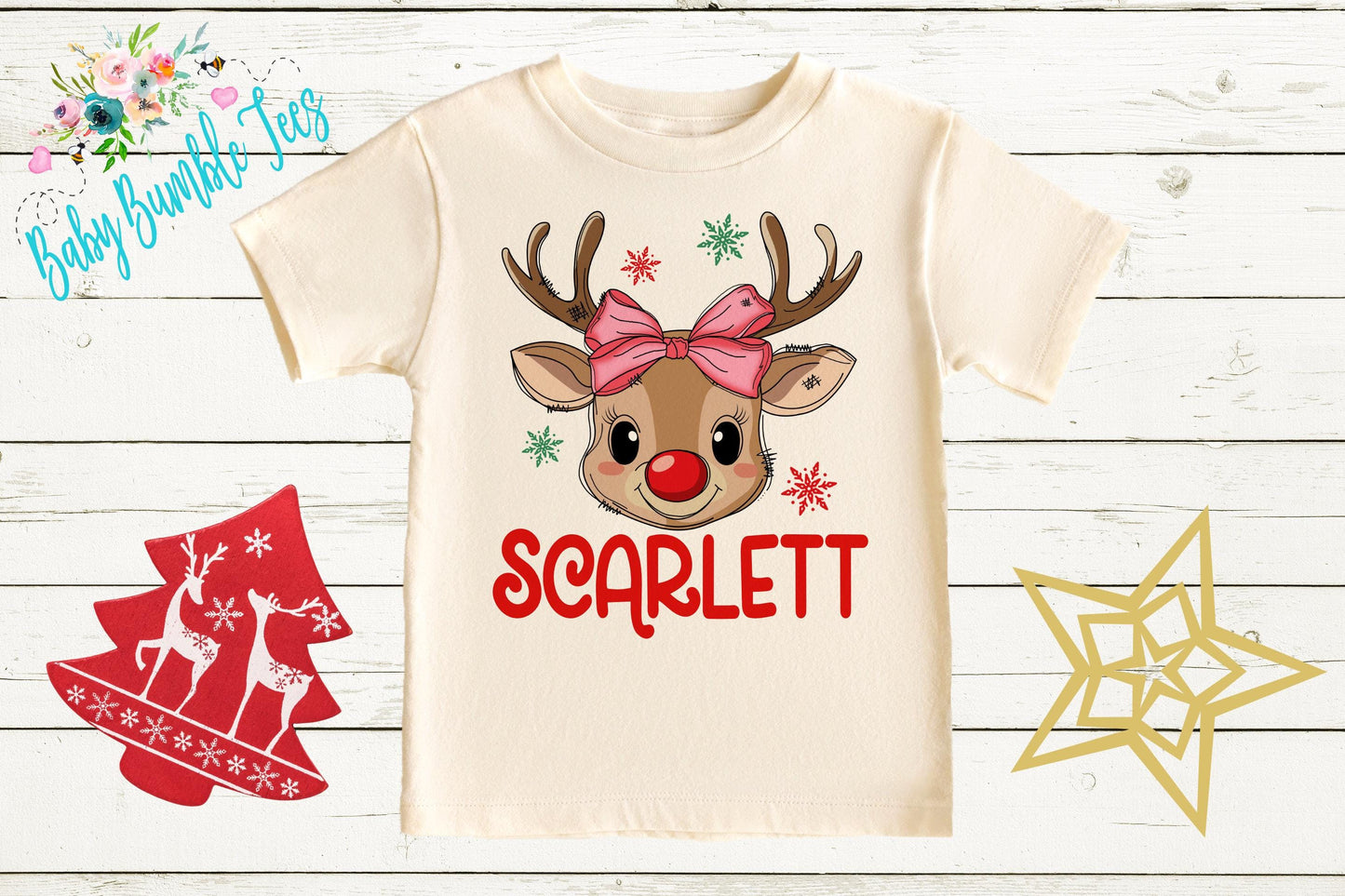 Girls Reindeer Shirt, Girls Christmas Shirt, Personalized Name Shirt, Kids Holiday Shirt, Kids Christmas Shirt, Toddler Christmas Gift