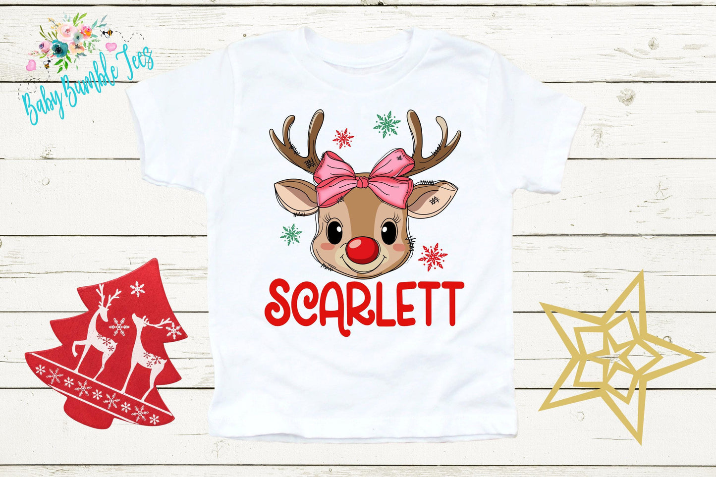 Girls Reindeer Shirt, Girls Christmas Shirt, Personalized Name Shirt, Kids Holiday Shirt, Kids Christmas Shirt, Toddler Christmas Gift
