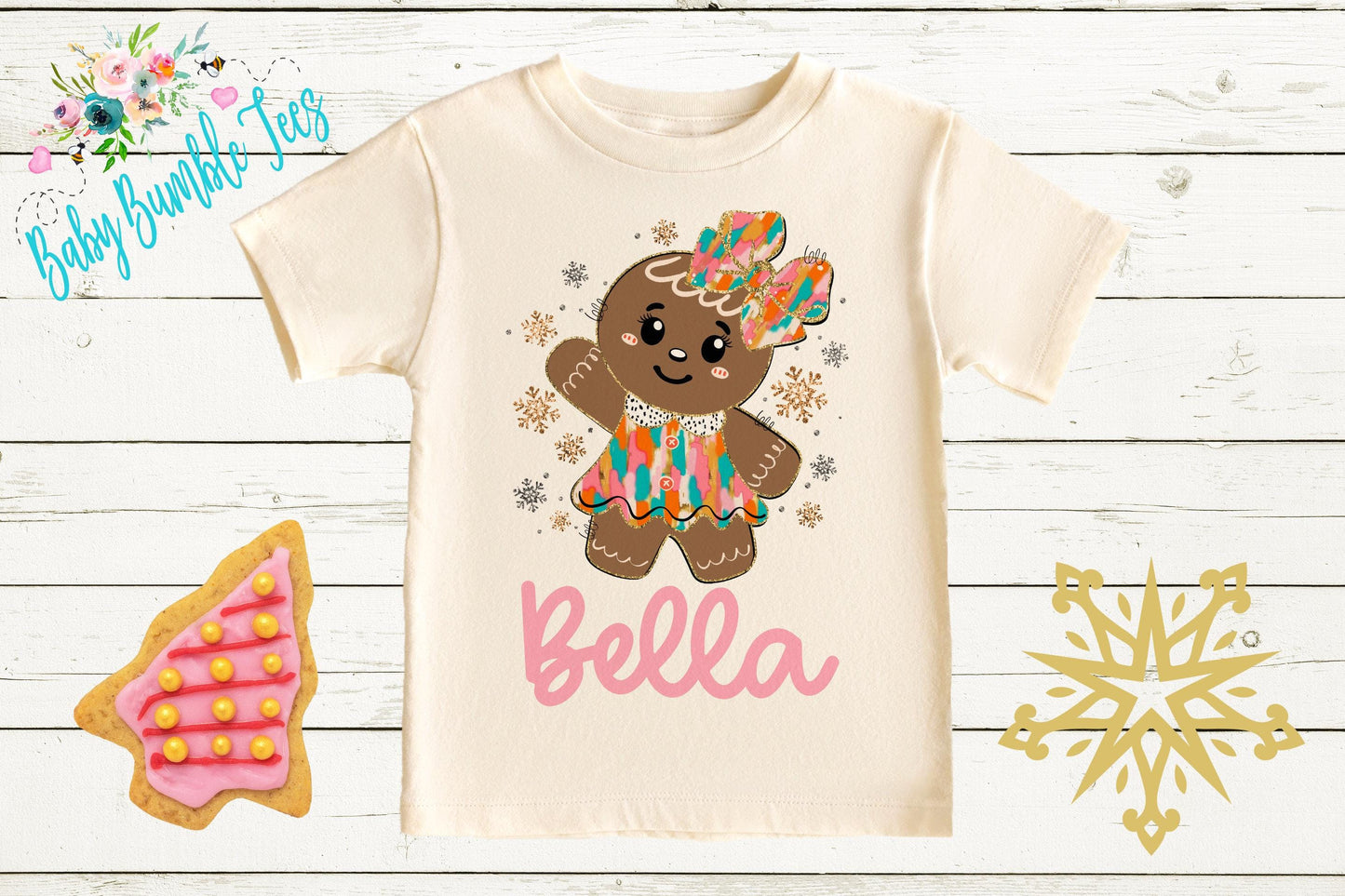 Gingerbread Girl Name Shirt // Personalized Name // Christmas // Toddler Shirt // Holiday // Kids Shirt // Gift // Girls Christmas Shirt