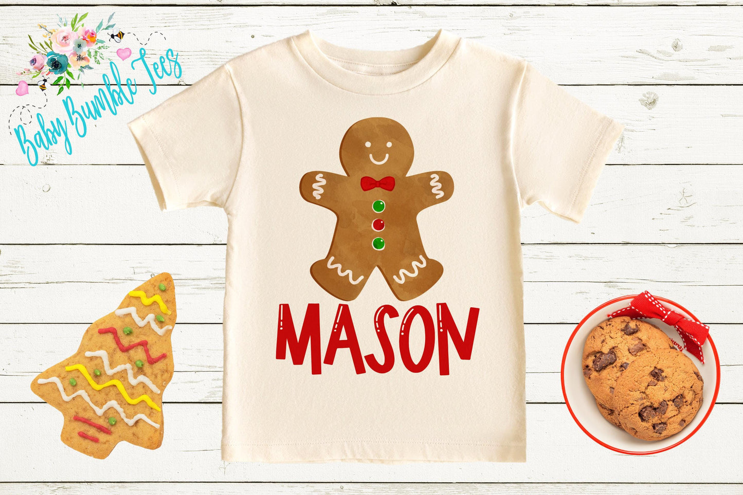 Gingerbread Man Name Shirt // Personalized Name // Christmas // Toddler Shirt // Holiday // Kids Shirt // Gift // Boys Christmas Shirt