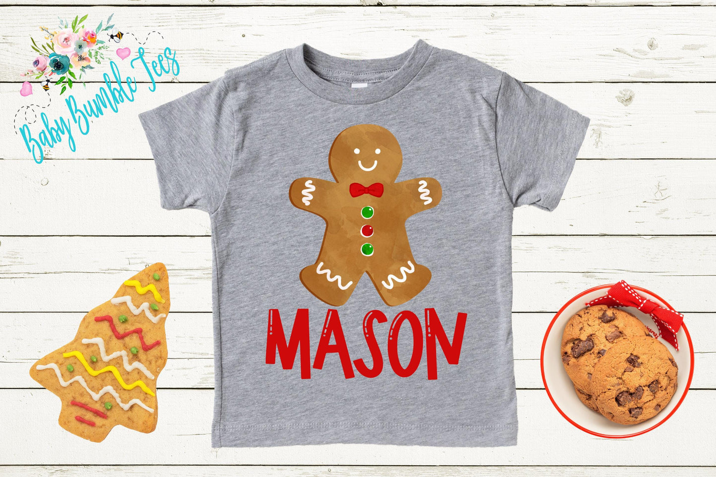 Gingerbread Man Name Shirt // Personalized Name // Christmas // Toddler Shirt // Holiday // Kids Shirt // Gift // Boys Christmas Shirt