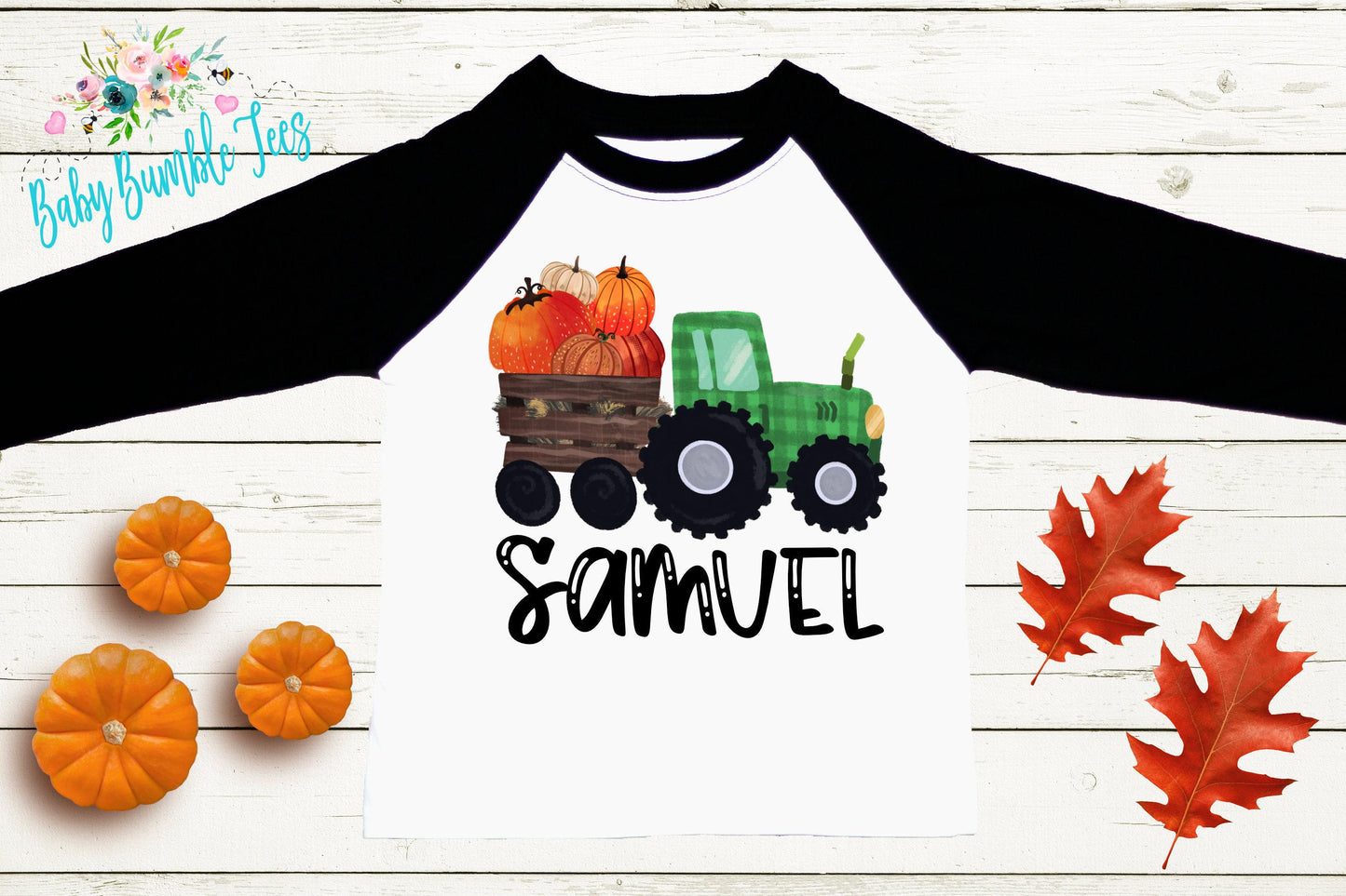 Boys Fall Tractor Shirt - Kids Farm Pumpkin Patch Shirt - Personalized Custom Name Tee - Boys Halloween Shirt - Halloween Toddler Shirt