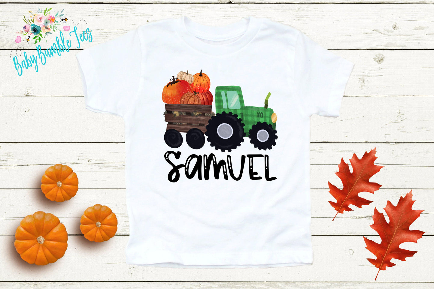 Boys Fall Tractor Shirt - Kids Farm Pumpkin Patch Shirt - Personalized Custom Name Tee - Boys Halloween Shirt - Halloween Toddler Shirt