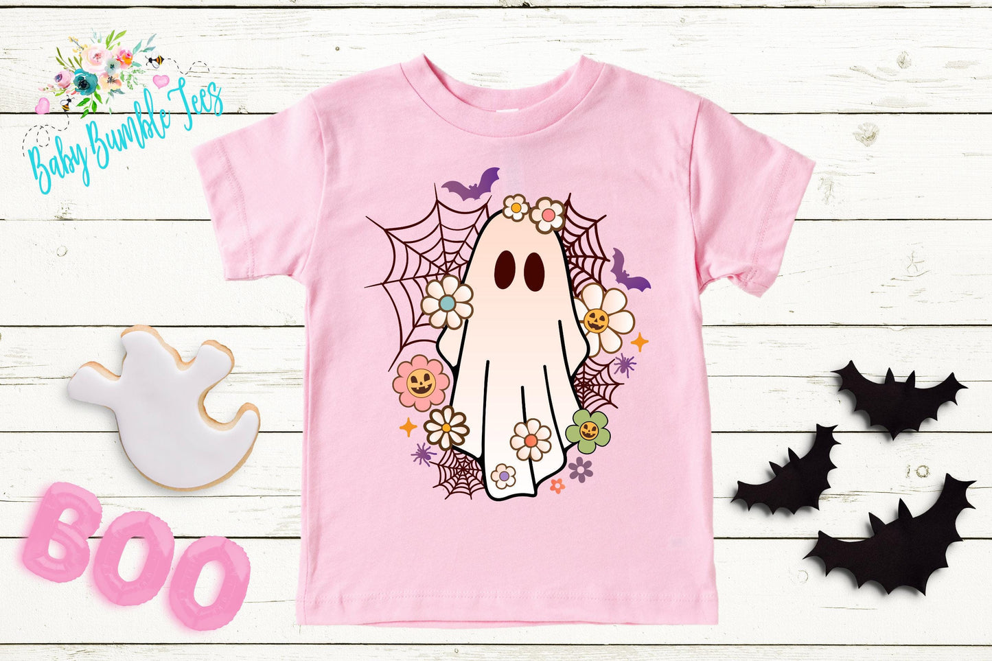 Girls Halloween Ghost Shirt, Pumpkin Patch Tee, Girls Halloween shirt, Kids Toddler T-shirt, Groovy Retro 70's Fall Shirt, Kids Boho Outfit