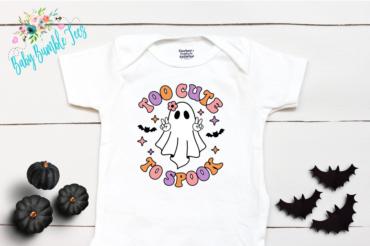 Too Cute To Spook Bodysuit // Girls Halloween // Ghost Kids Shirt // Kids Halloween Shirt // Retro Halloween // Fall Shirt / Onesies® Brand