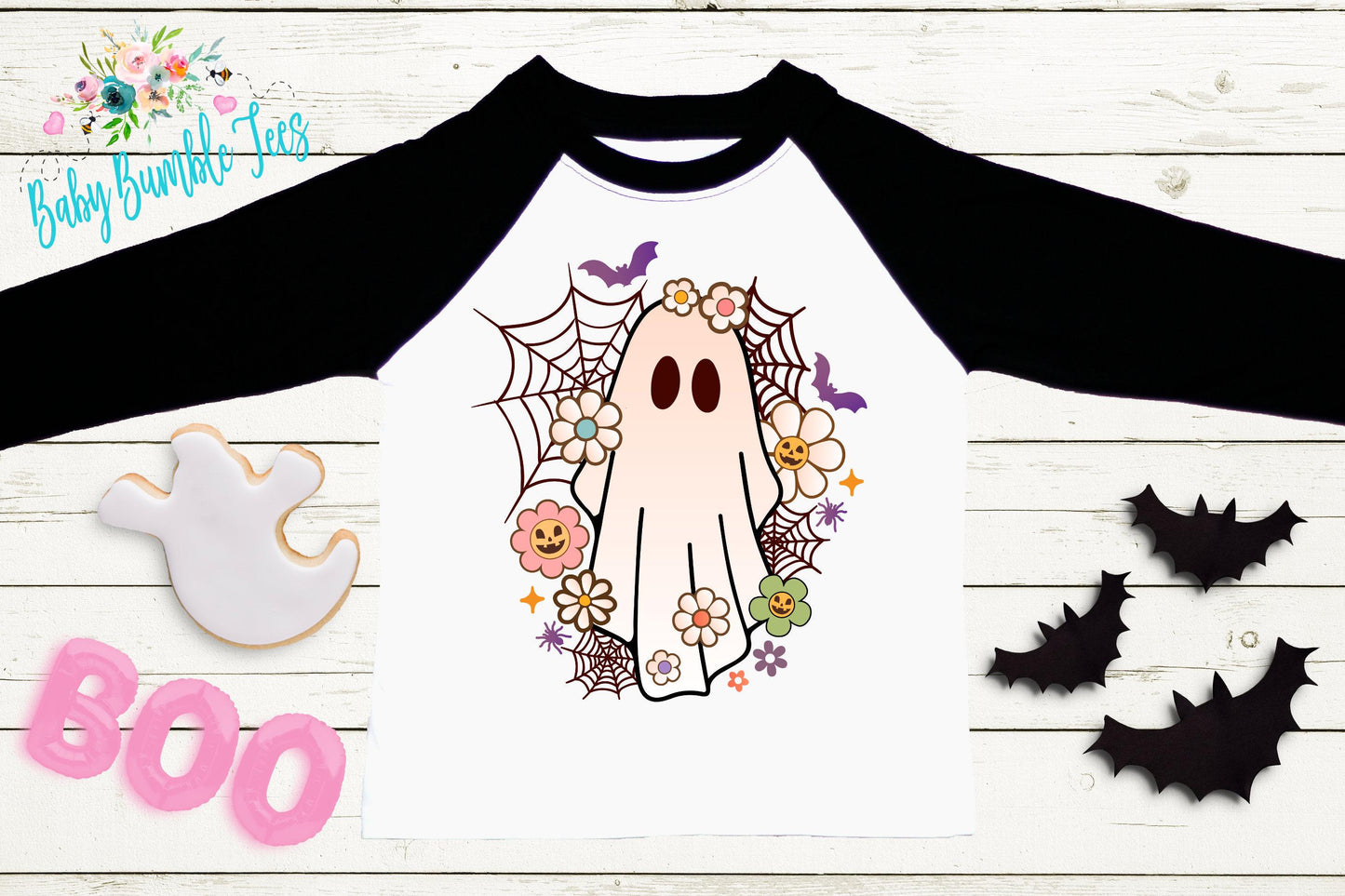 Girls Halloween Ghost Shirt, Pumpkin Patch Tee, Girls Halloween shirt, Kids Toddler T-shirt, Groovy Retro 70's Fall Shirt, Kids Boho Outfit