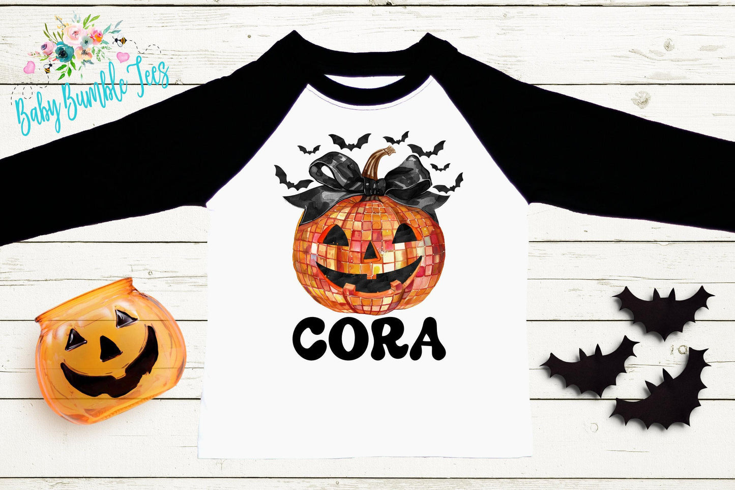 Girls Pumpkin Halloween Shirt / Personalized Name T-Shirt / Pumpkin Patch / Custom Name / Toddler Tshirt / Kids Shirt / Retro Halloween Bow