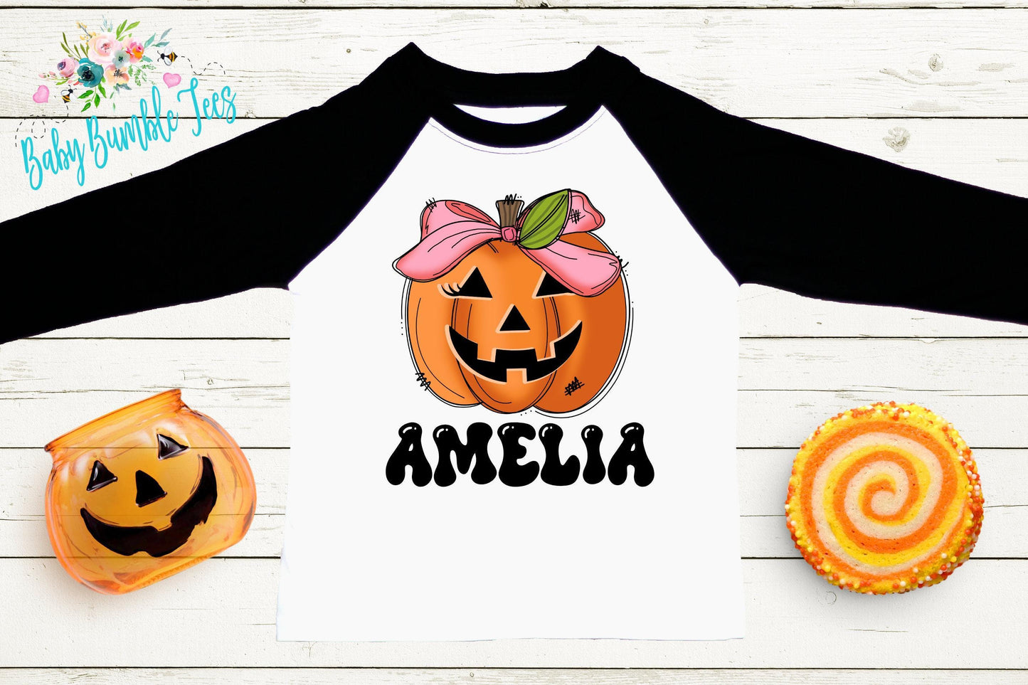 Girls Pumpkin Halloween Shirt // Personalized Name T-Shirt // Pumpkin Patch // Custom Name // Toddler Tshirt // Kids Shirt / Retro Halloween
