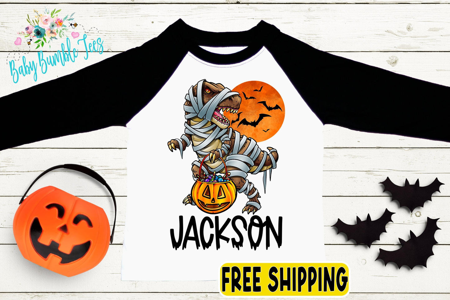 Halloween T-Rex Shirt // Personalized Name // Boys Halloween Shirt // Toddler Shirt // Kids Shirt // Kids Halloween Shirt // T Rex