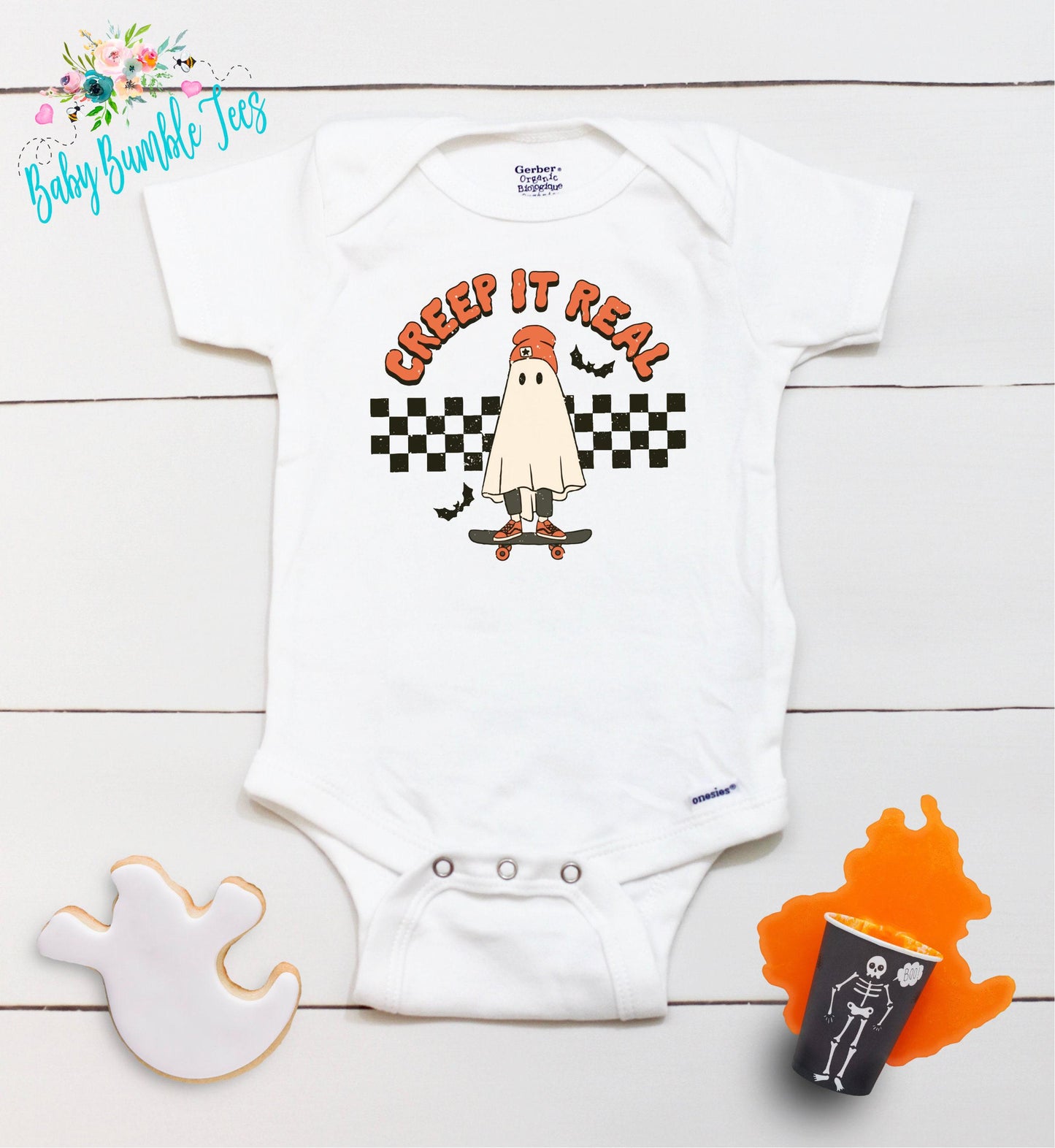 Creep It Real Bodysuit // Boys Halloween // Kids Fall Shirt // Kids Halloween Shirt // My First Halloween // Retro Ghost // Onesies® Brand