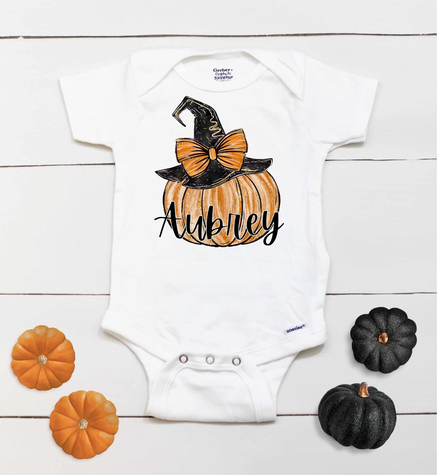 Halloween Pumpkin Onesie // Personalized Name Onesie // Pumpkin Patch // Custom Name // Kids T Shirt // Witch Hat // Girls Halloween Onesie