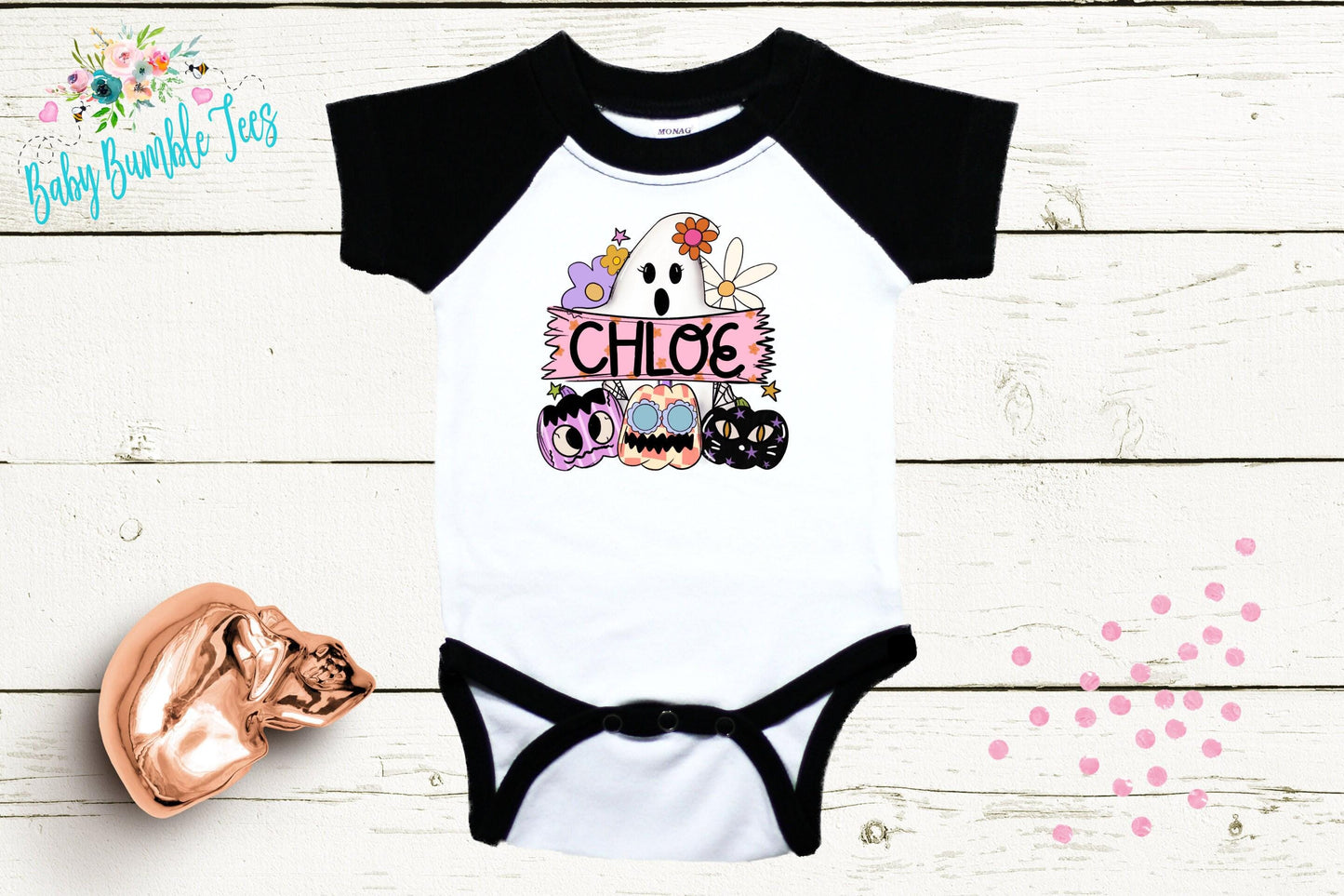 Girls Ghost Bodysuit // Personalized Name // Pumpkin Patch // Kids Halloween Shirt // Girls Halloween Shirt // Retro Shirt // Onesies® Brand