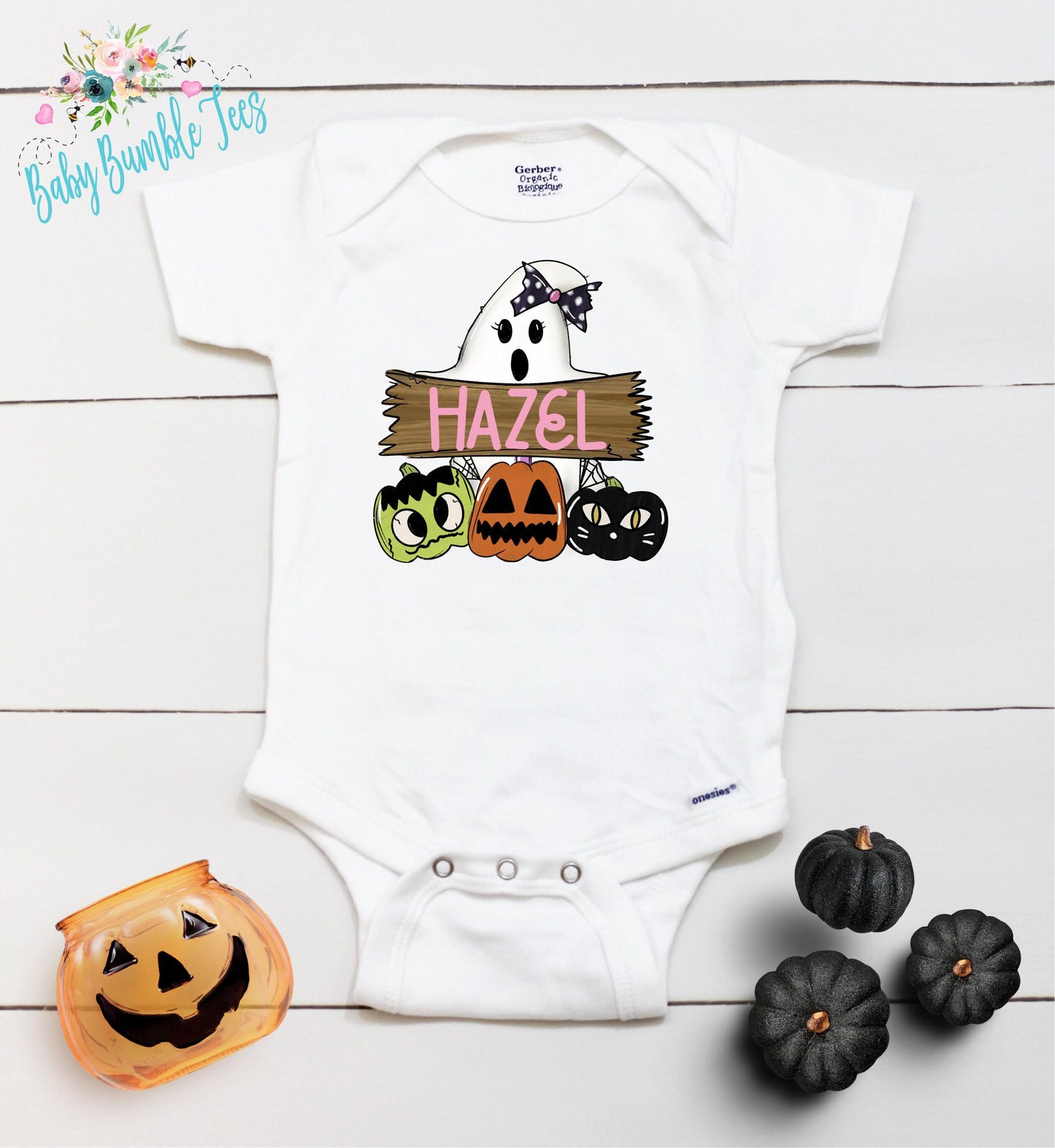 Girls Ghost Bodysuit // Personalized Name // Pumpkin Patch // Kids Halloween Shirt // Girls Halloween Shirt // Retro Shirt // Onesies® Brand