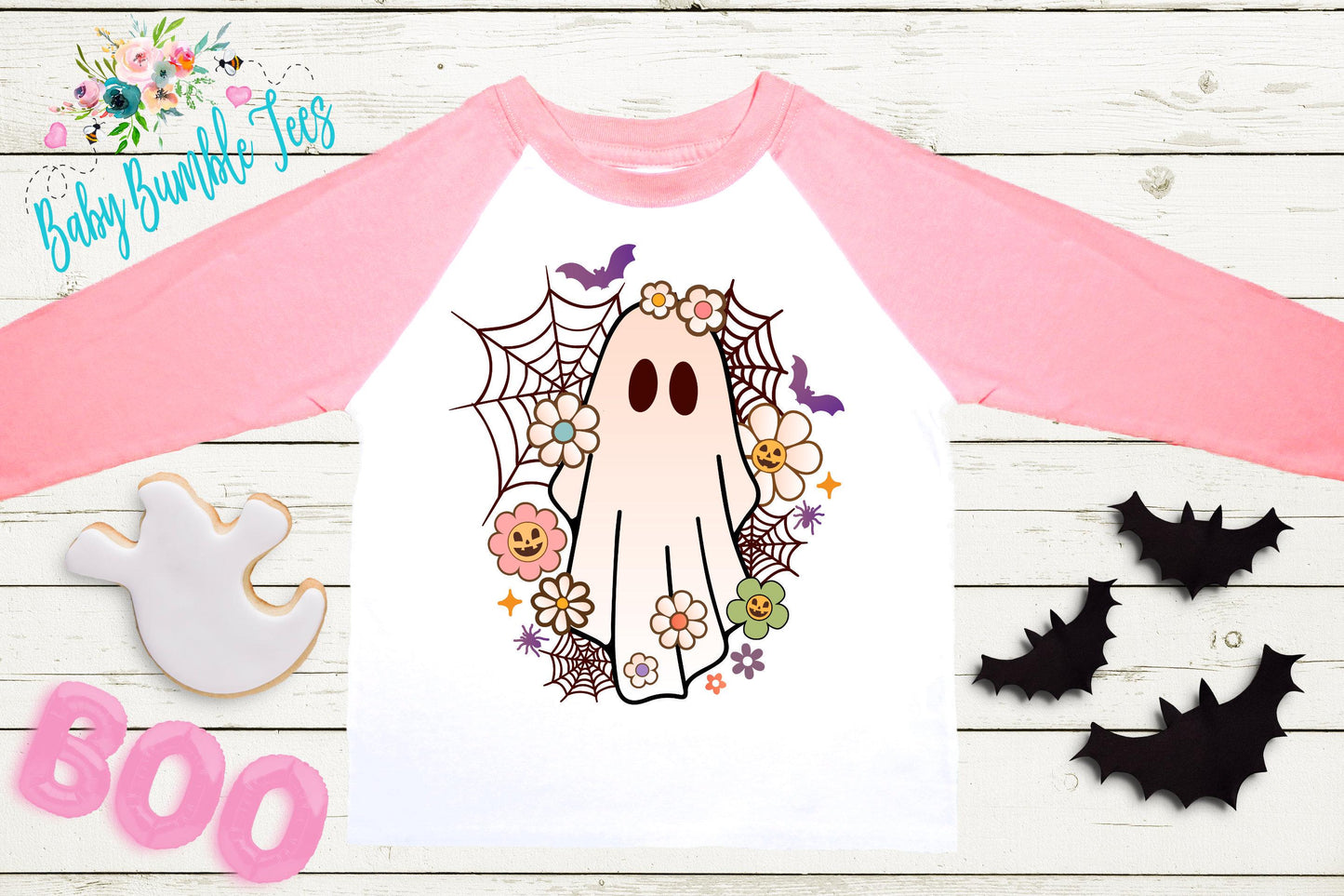 Girls Halloween Ghost Shirt, Pumpkin Patch Tee, Girls Halloween shirt, Kids Toddler T-shirt, Groovy Retro 70's Fall Shirt, Kids Boho Outfit