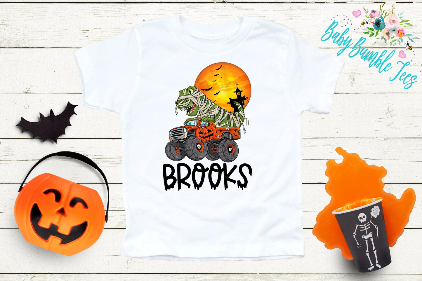 Halloween Monster Truck Shirt // Personalized Name // Boys Halloween Shirt // Toddler Shirt // Kids Shirt // Kids Halloween Shirt // T Rex
