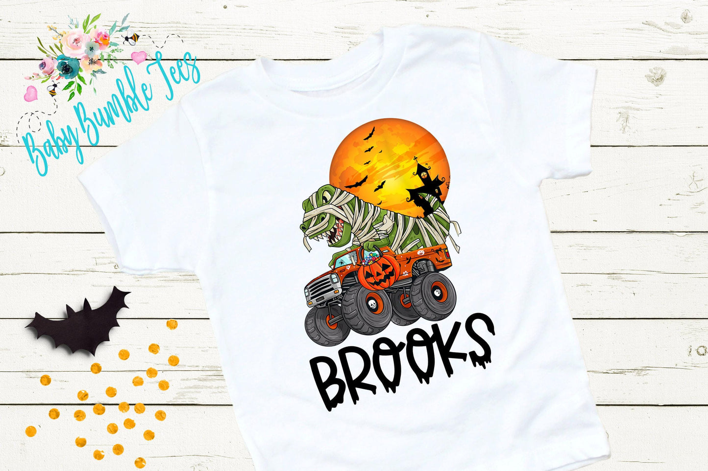 Halloween Monster Truck Shirt // Personalized Name // Boys Halloween Shirt // Toddler Shirt // Kids Shirt // Kids Halloween Shirt // T Rex