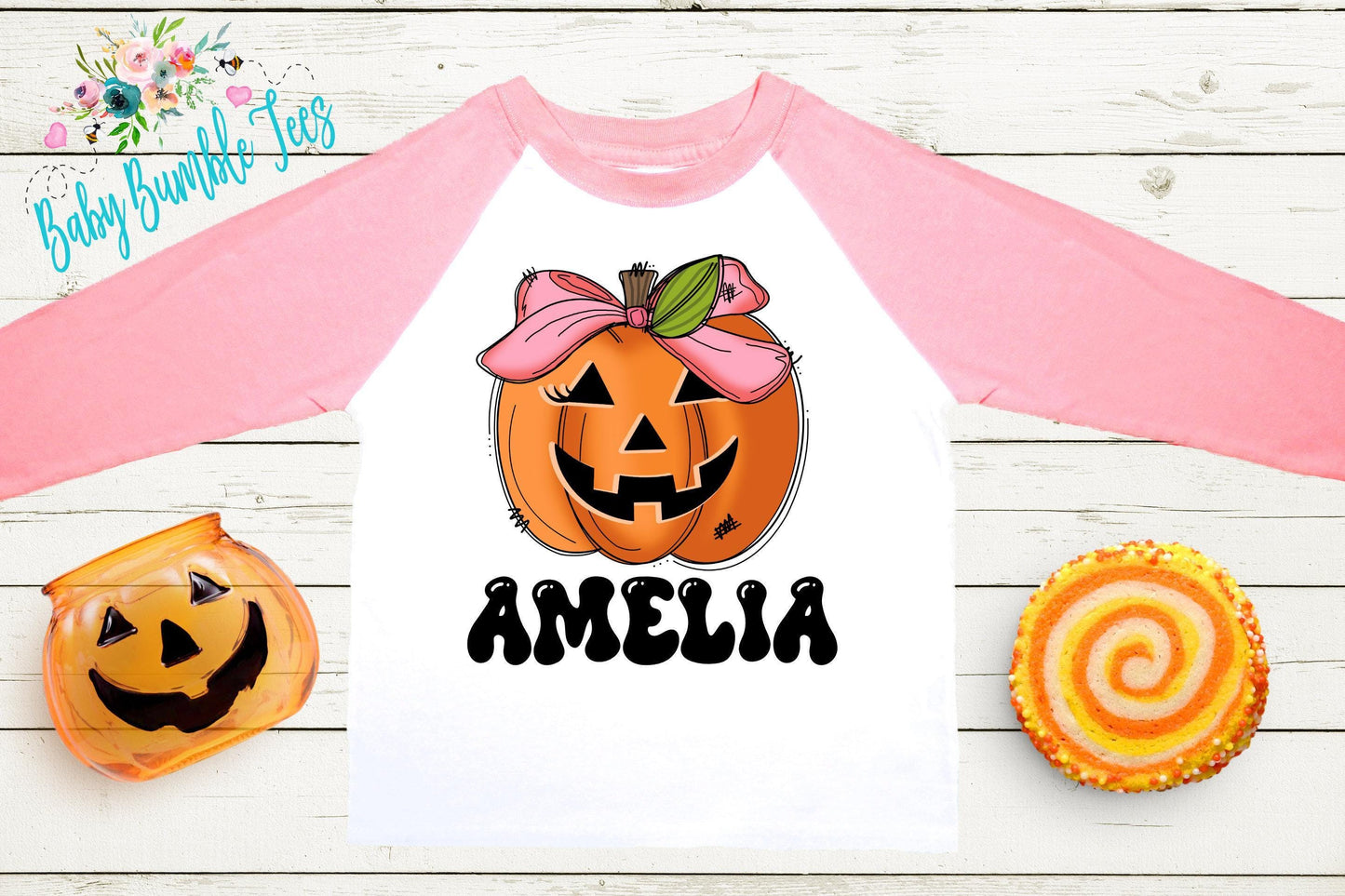 Girls Pumpkin Halloween Shirt // Personalized Name T-Shirt // Pumpkin Patch // Custom Name // Toddler Tshirt // Kids Shirt / Retro Halloween