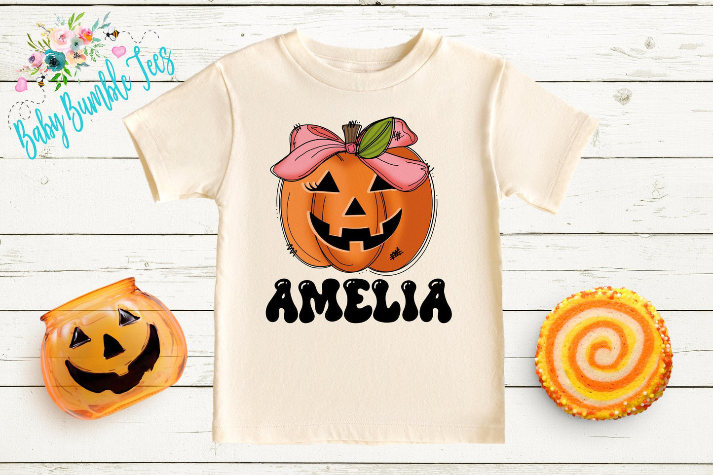 Girls Pumpkin Halloween Shirt // Personalized Name T-Shirt // Pumpkin Patch // Custom Name // Toddler Tshirt // Kids Shirt / Retro Halloween