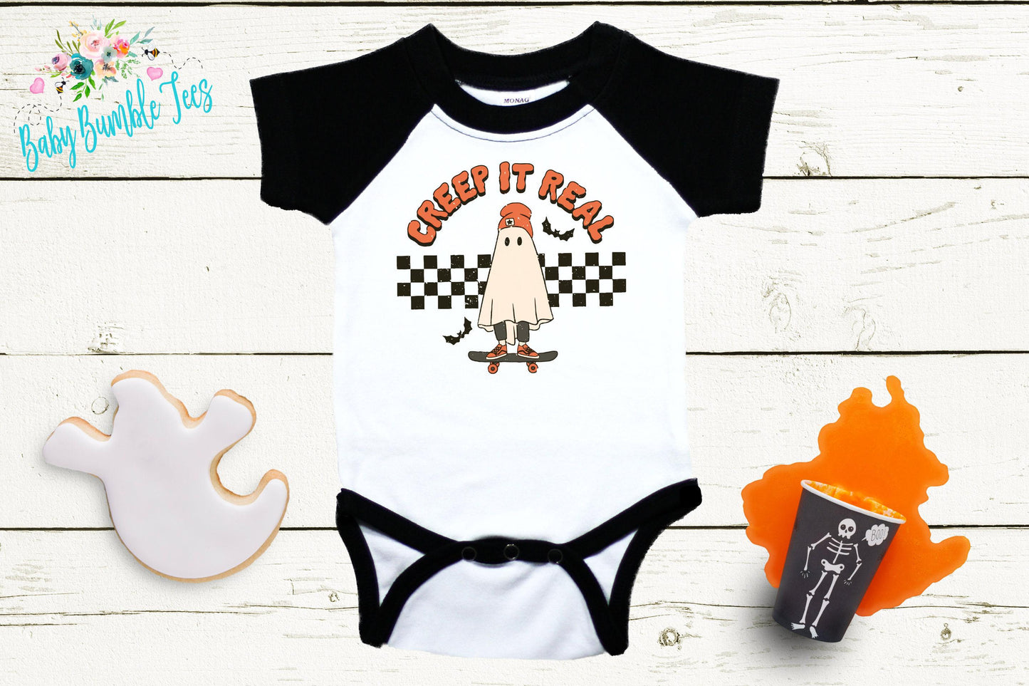 Creep It Real Bodysuit // Boys Halloween // Kids Fall Shirt // Kids Halloween Shirt // My First Halloween // Retro Ghost // Onesies® Brand