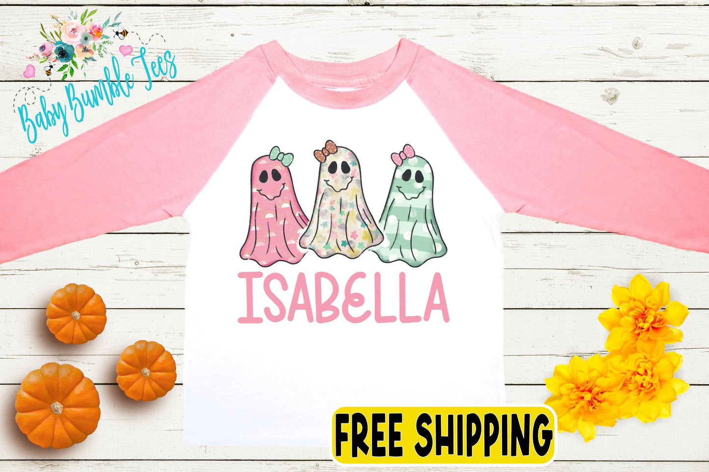 Girls Ghost Shirt // Personalized Name Shirt // Kids Halloween Shirt // Pumpkin patch shirt // Kids Fall Shirt // Girls Halloween Shirt