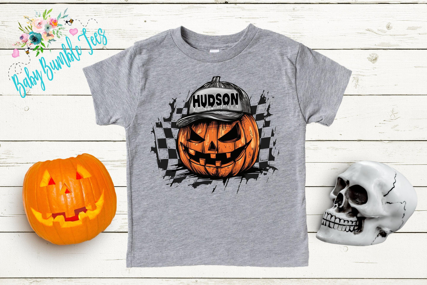 Boys Pumpkin Halloween Shirt, Personalized Name T-Shirt, Pumpkin Patch, Custom Name, Toddler Tshirt, Kids Shirt, Distressed Retro Halloween