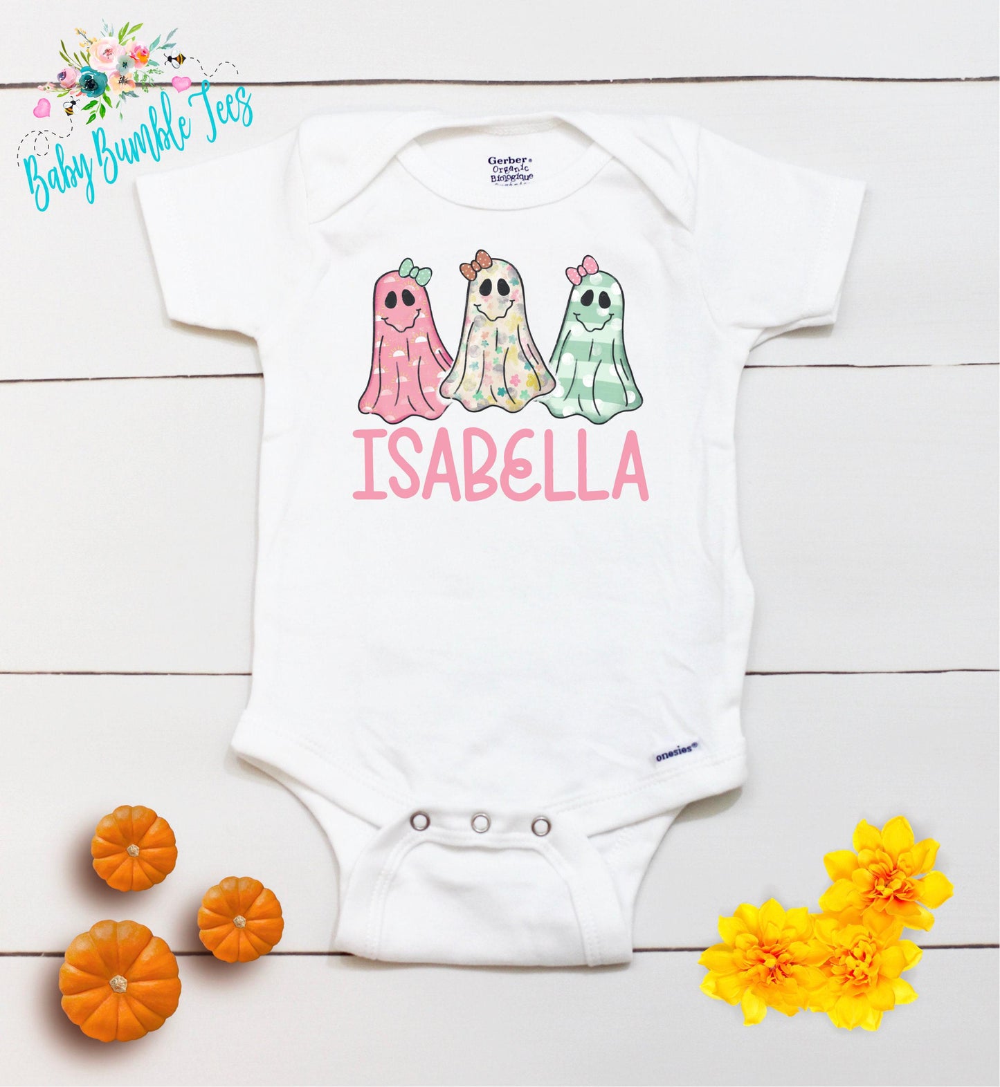 Girls Ghost Bodysuit // Personalized Name // Pumpkin Patch // Kids Halloween Shirt // Girls Halloween Shirt // Retro Shirt // Onesies® Brand
