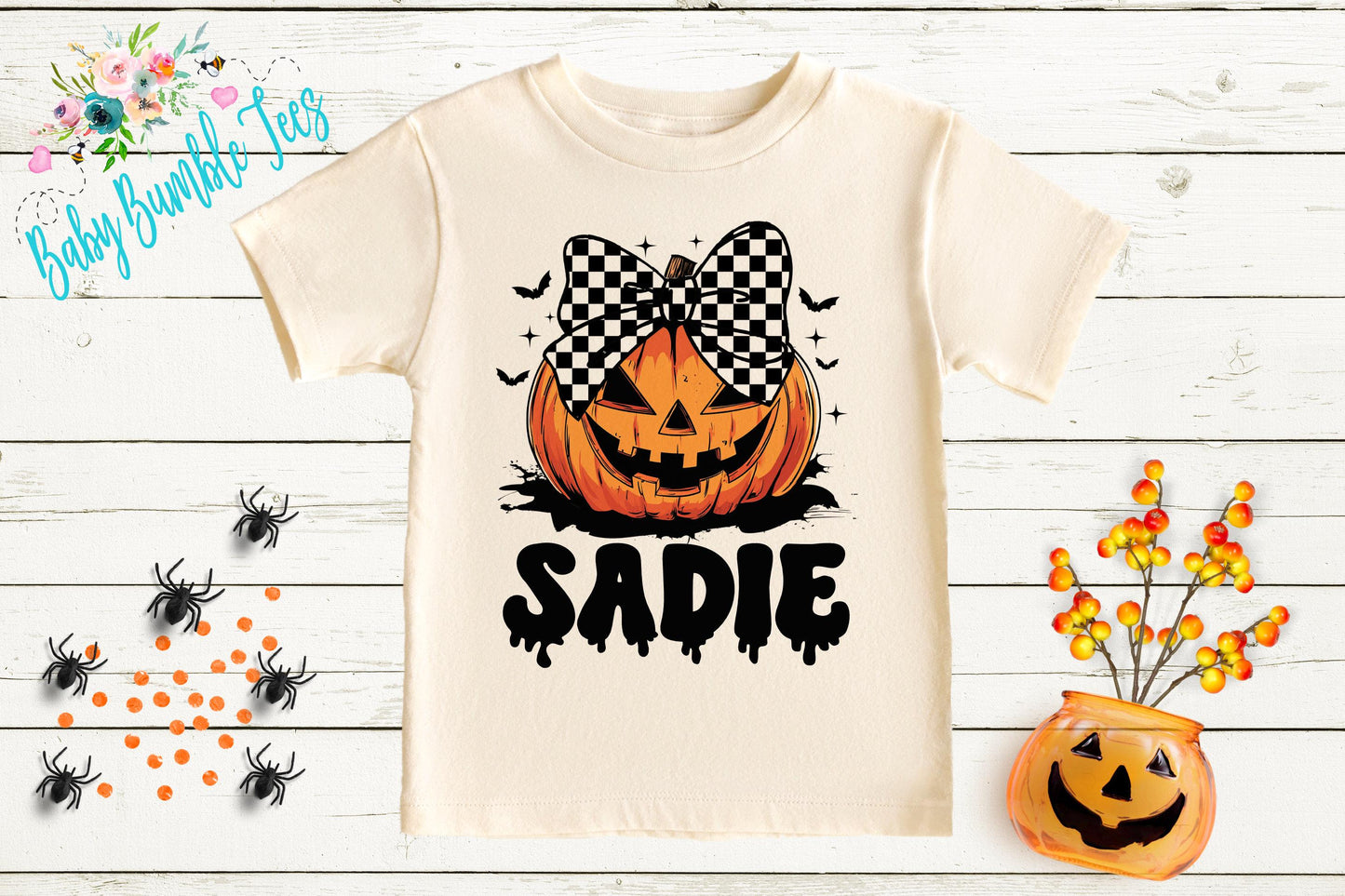 Girls Halloween Shirt - Kids Pumpkin Patch Shirt - Personalized Custom Name - Fall Toddler Tee - Kids Halloween School Shirt - Retro Pumpkin