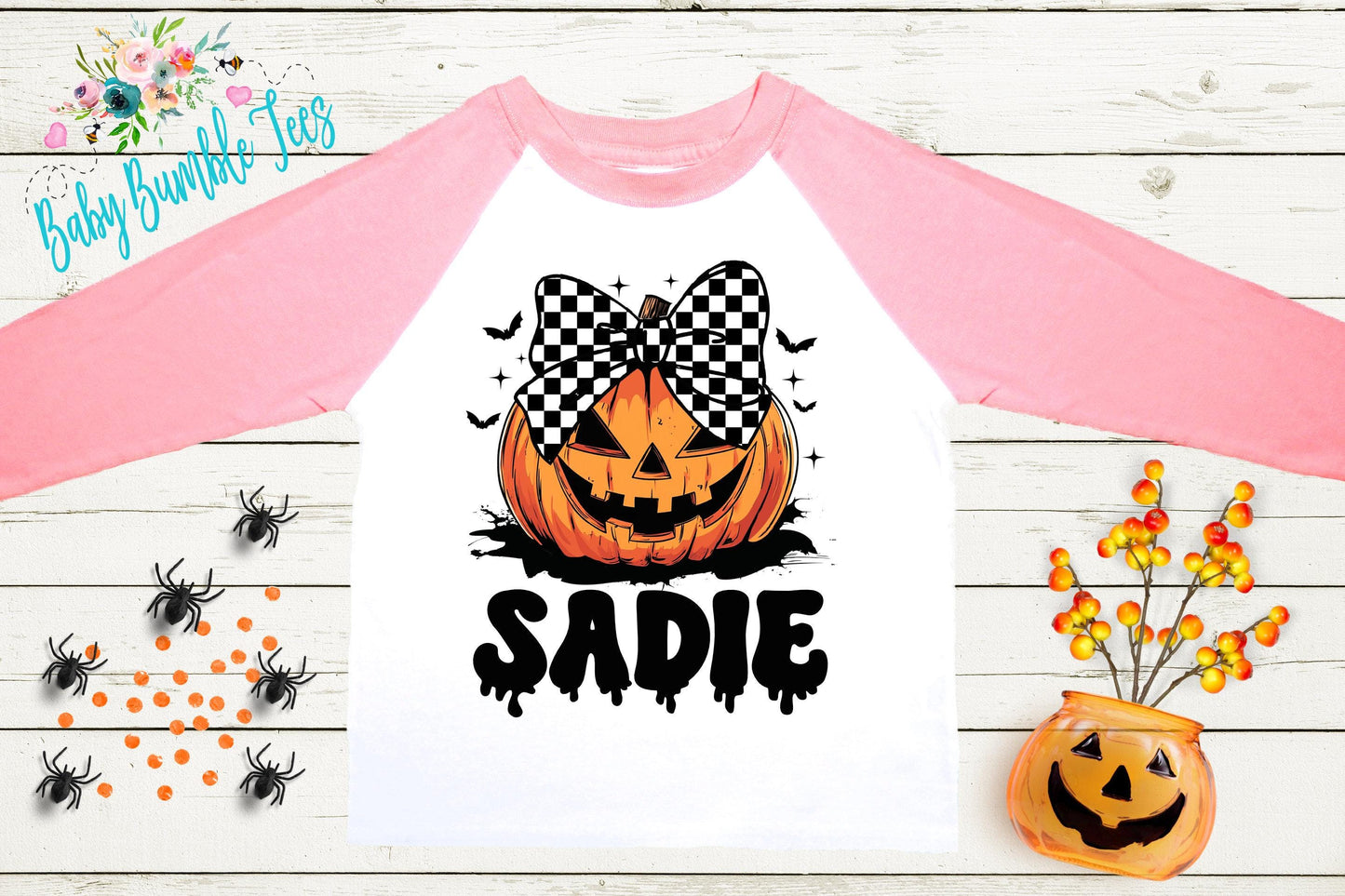 Girls Halloween Shirt - Kids Pumpkin Patch Shirt - Personalized Custom Name - Fall Toddler Tee - Kids Halloween School Shirt - Retro Pumpkin